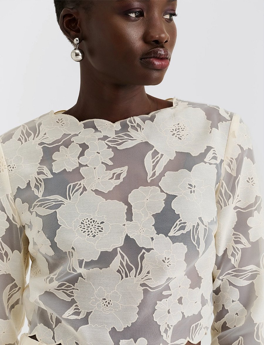 Malina - Ciara Lace Top - langärmlige tops - vanilla - 5