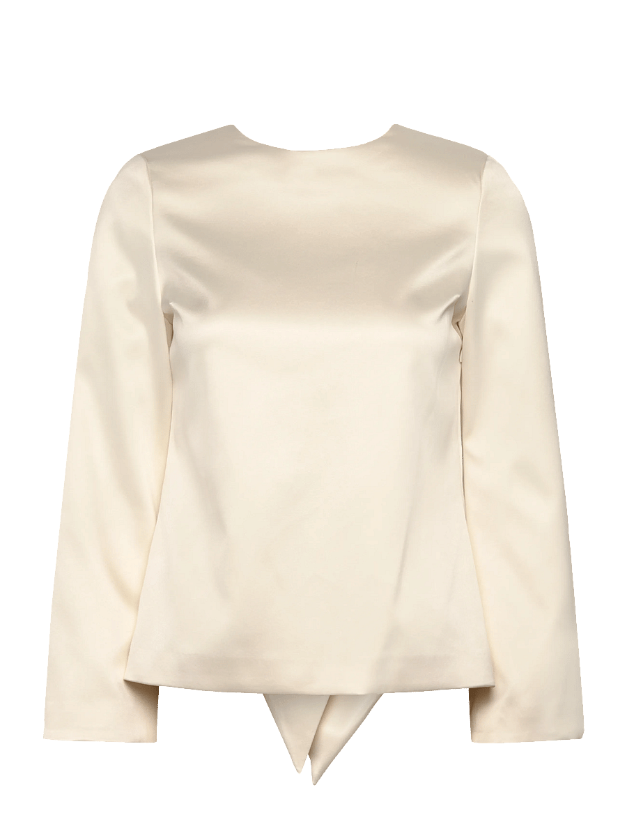 Malina - Elna Bow Detailed Top - langärmelige blusen - vanilla - 1