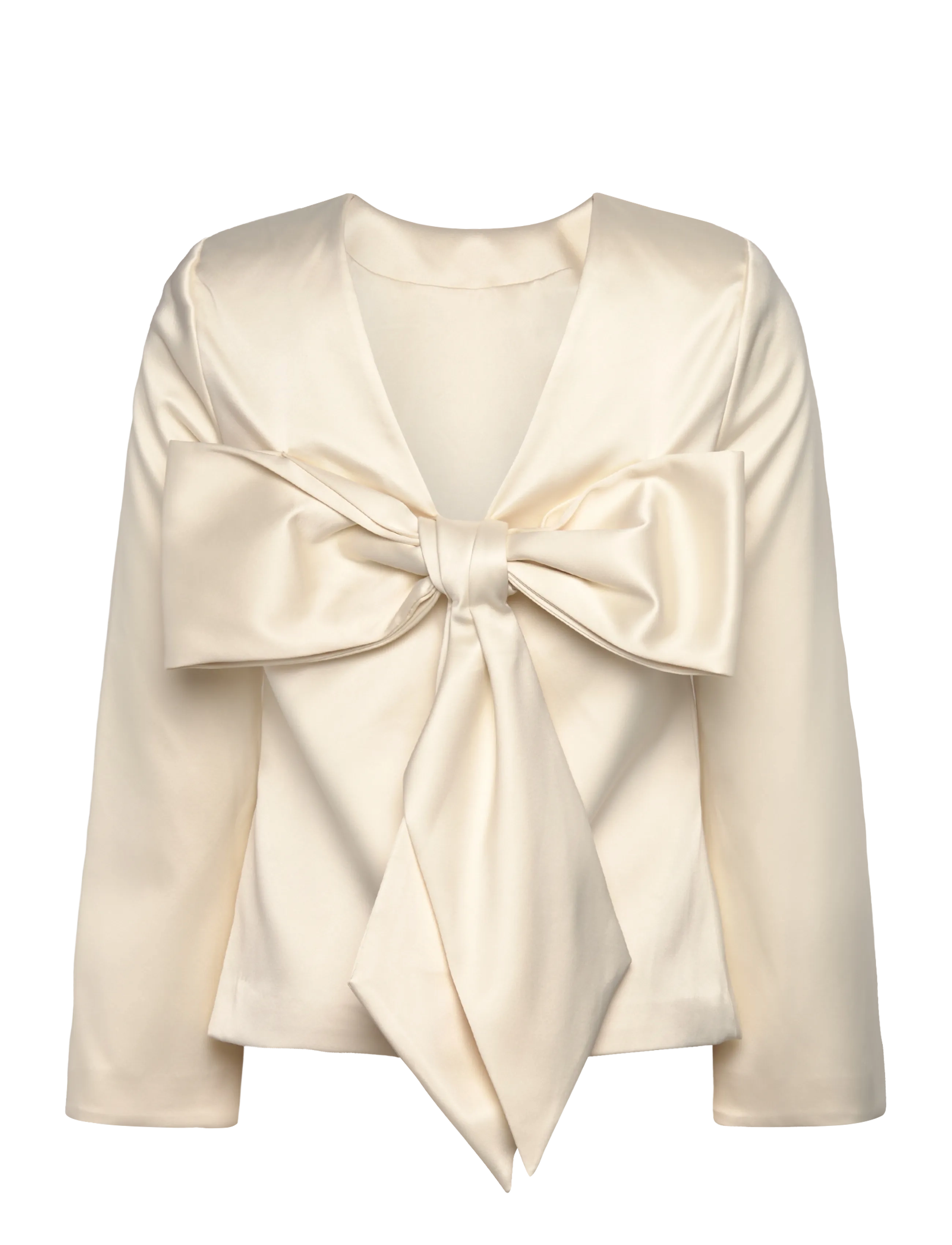 Malina - Elna Bow Detailed Top - langerma blússur - vanilla - 2
