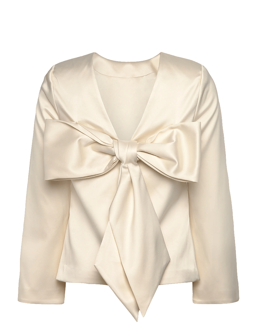 Malina - Elna Bow Detailed Top - langärmelige blusen - vanilla - 2