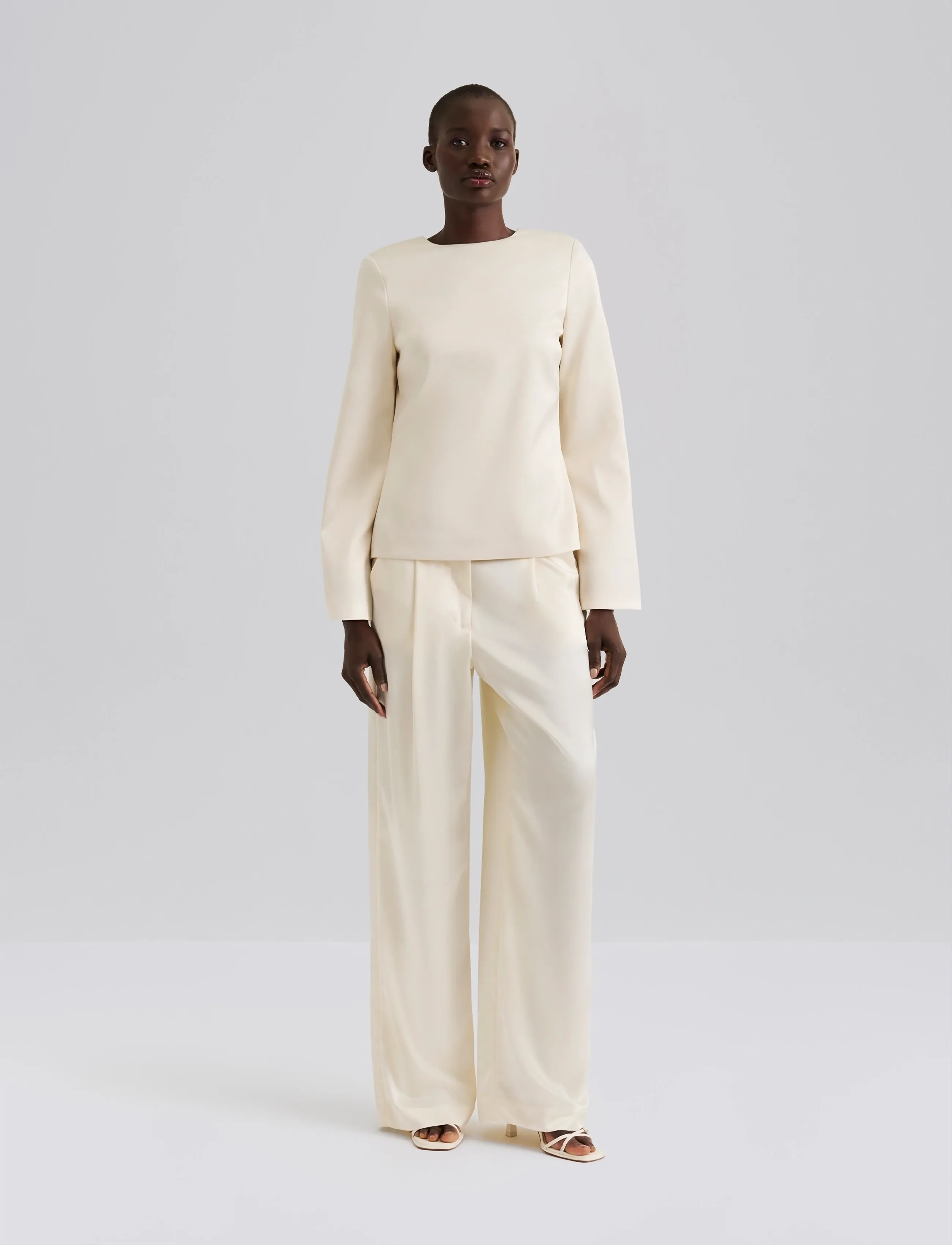 Malina Elna Bow Detailed Top, 40, Blouses, Creme - Long-sleeved, Frauen