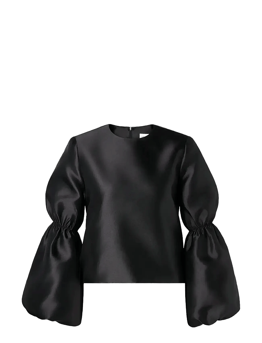 Malina - Cia Double Pouf Sleeve blouse - blouses à manches longues - black - 1
