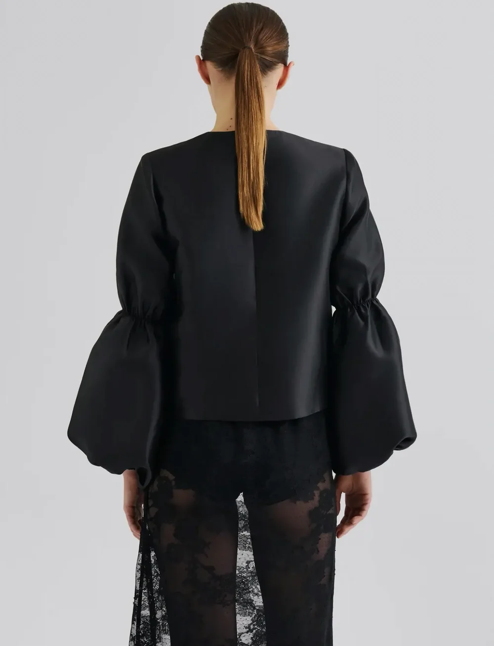 Malina - Cia Double Pouf Sleeve blouse - blouses à manches longues - black - 1