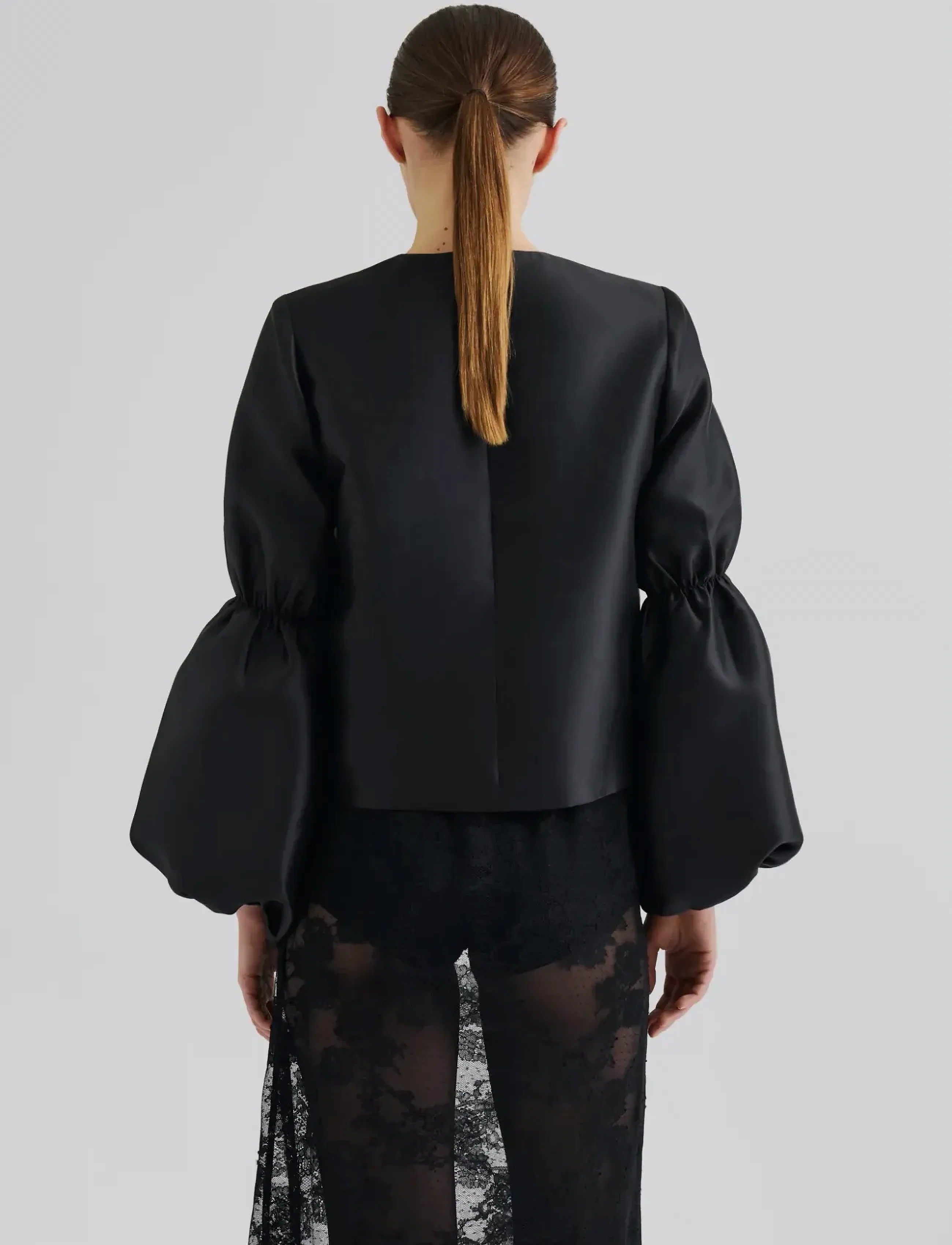 Malina - Cia Double Pouf Sleeve blouse - langærmede bluser - black - 2