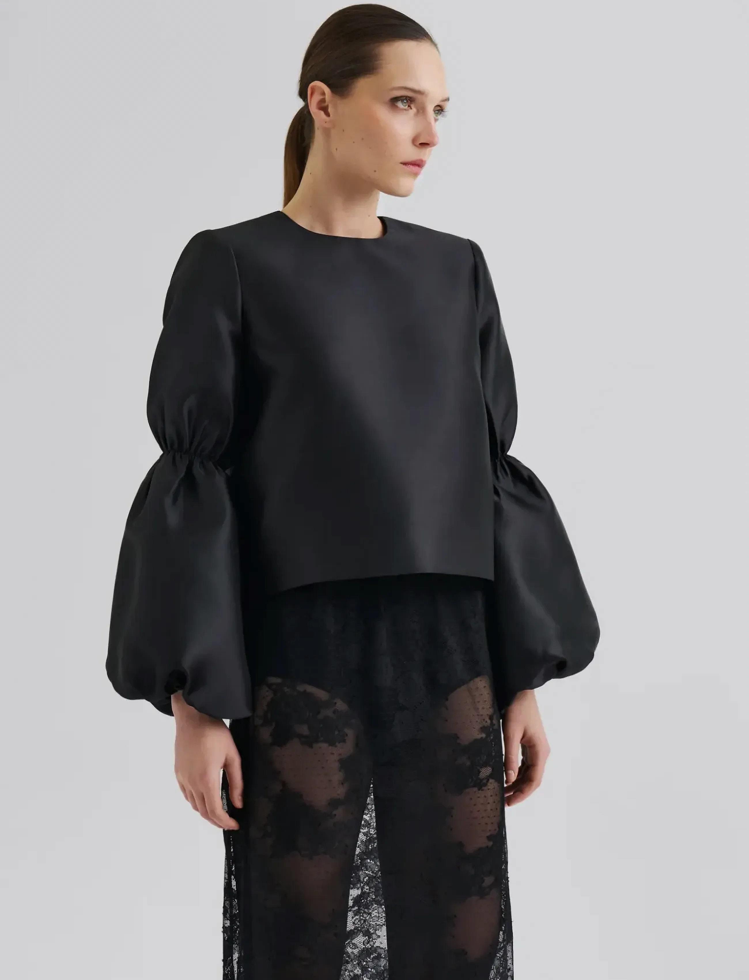 MALINA Cia Double Pouf Sleeve Bluse Schwarz - 34 - Damen