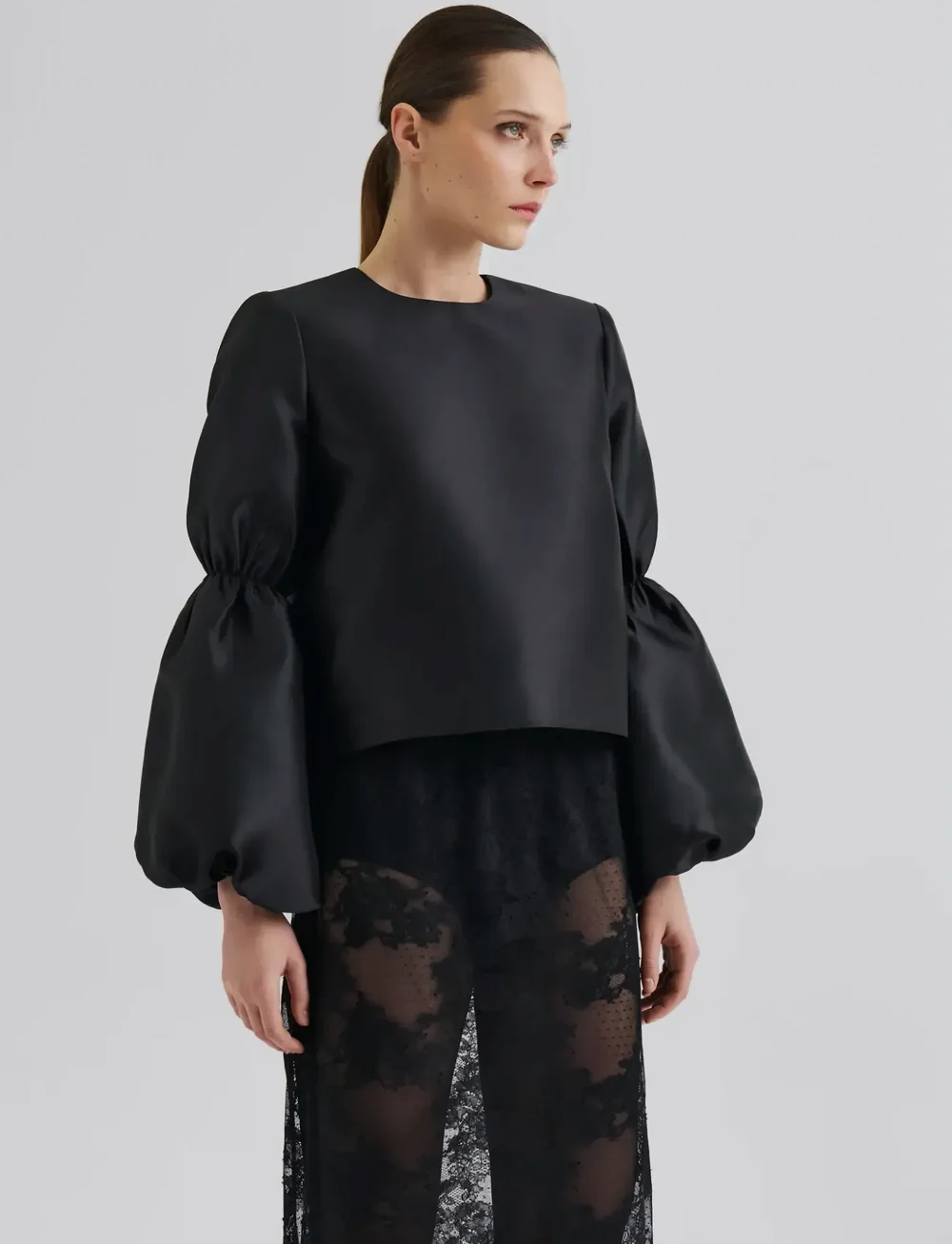 Malina - Cia Double Pouf Sleeve blouse - blouses à manches longues - black - 3