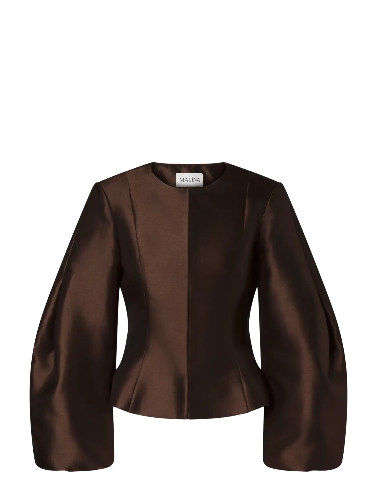 Malina Vendela Balloon Sleeve Blouse - Bluser & Skjorter - DARK BROWN / brown