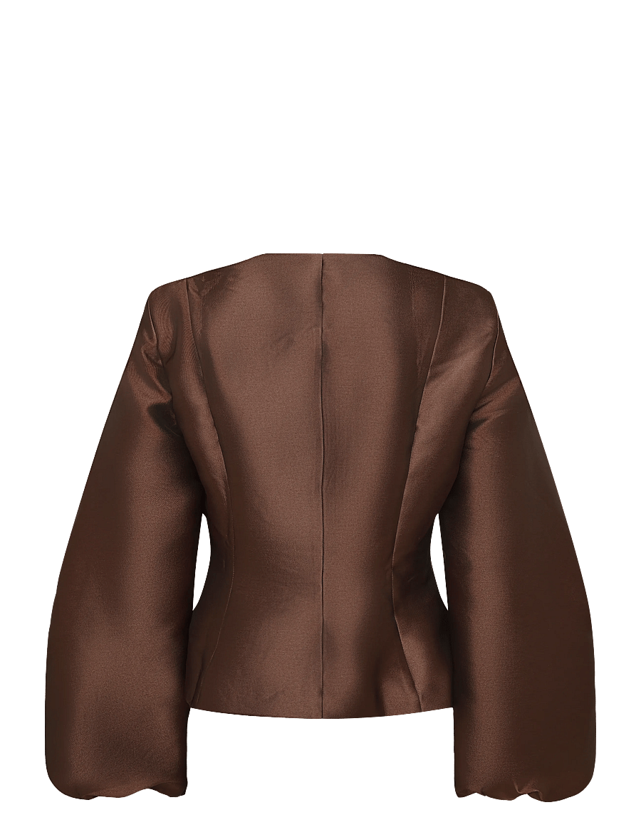 Malina - Vendela Balloon Sleeve Blouse - långärmade blusar - dark brown - 2