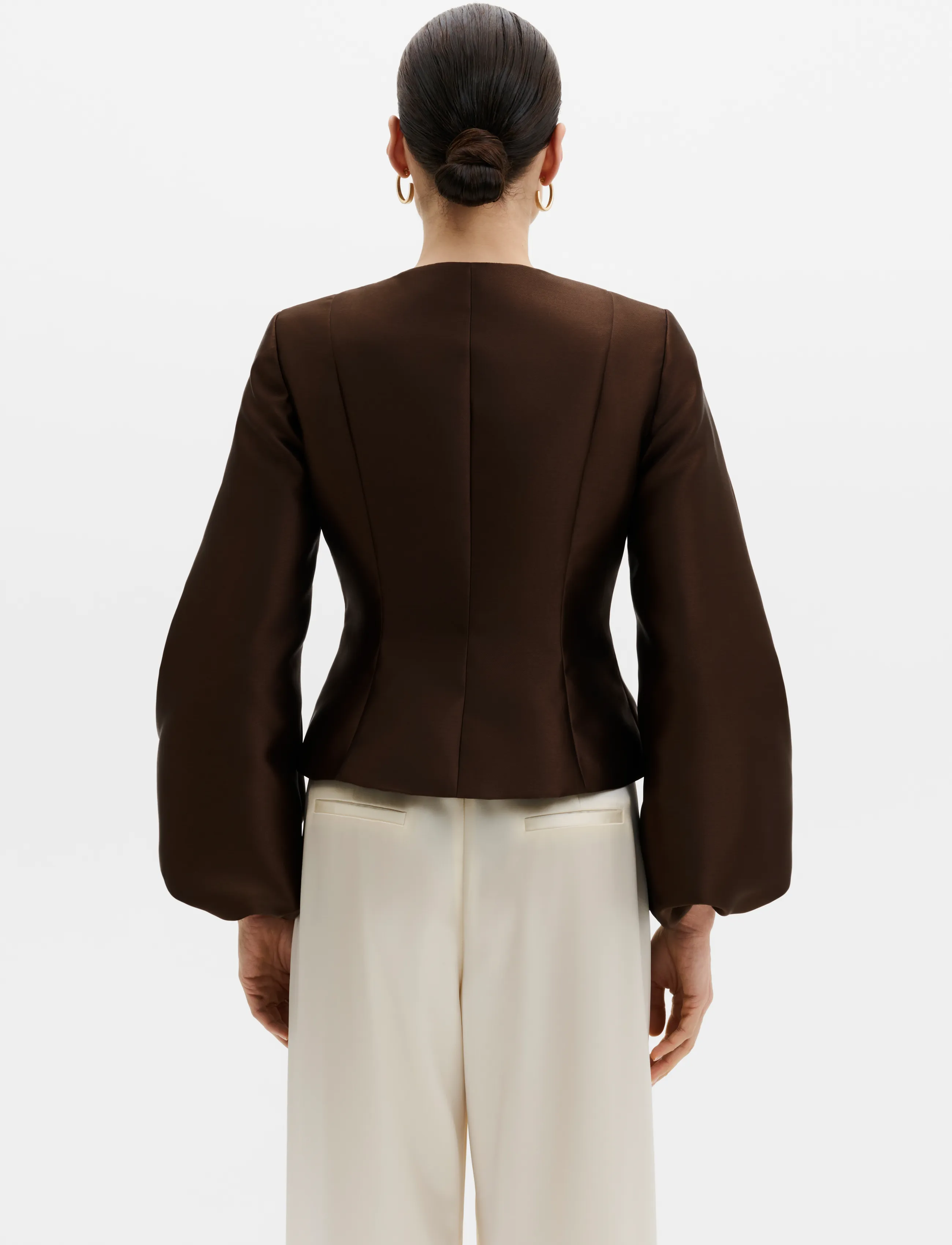 Malina - Vendela Balloon Sleeve Blouse - dark brown - 3