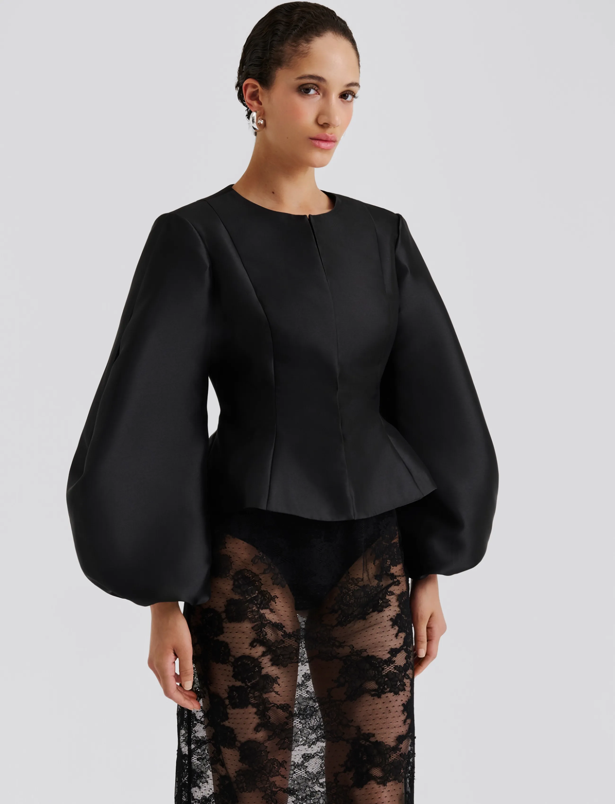 Malina - Vendela Balloon Sleeve Blouse - langärmelige blusen - dark brown - 3