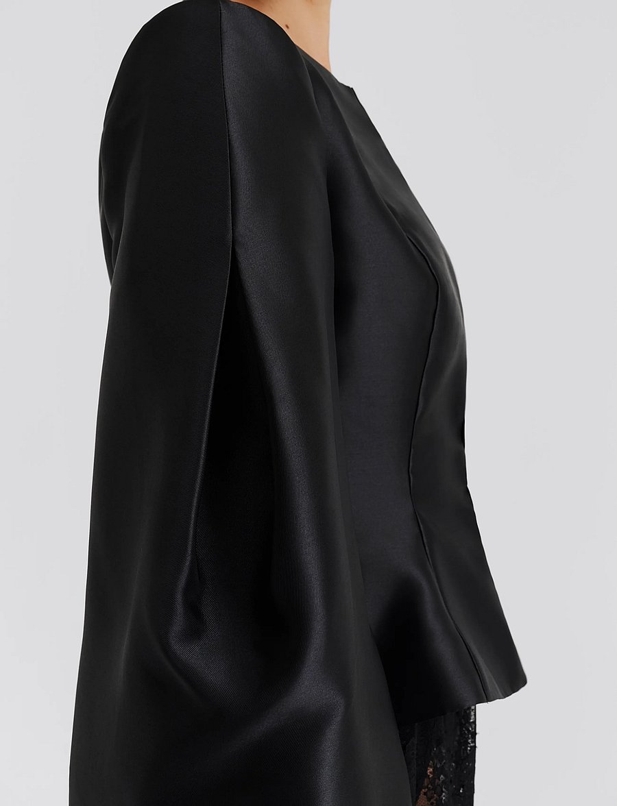 Malina - Vendela Balloon Sleeve Blouse - långärmade blusar - dark brown - 5