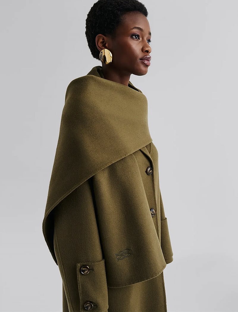 Malina - Aloria Double Faced Wool Cashmere Silk Scarf - cashmere - olive - 0