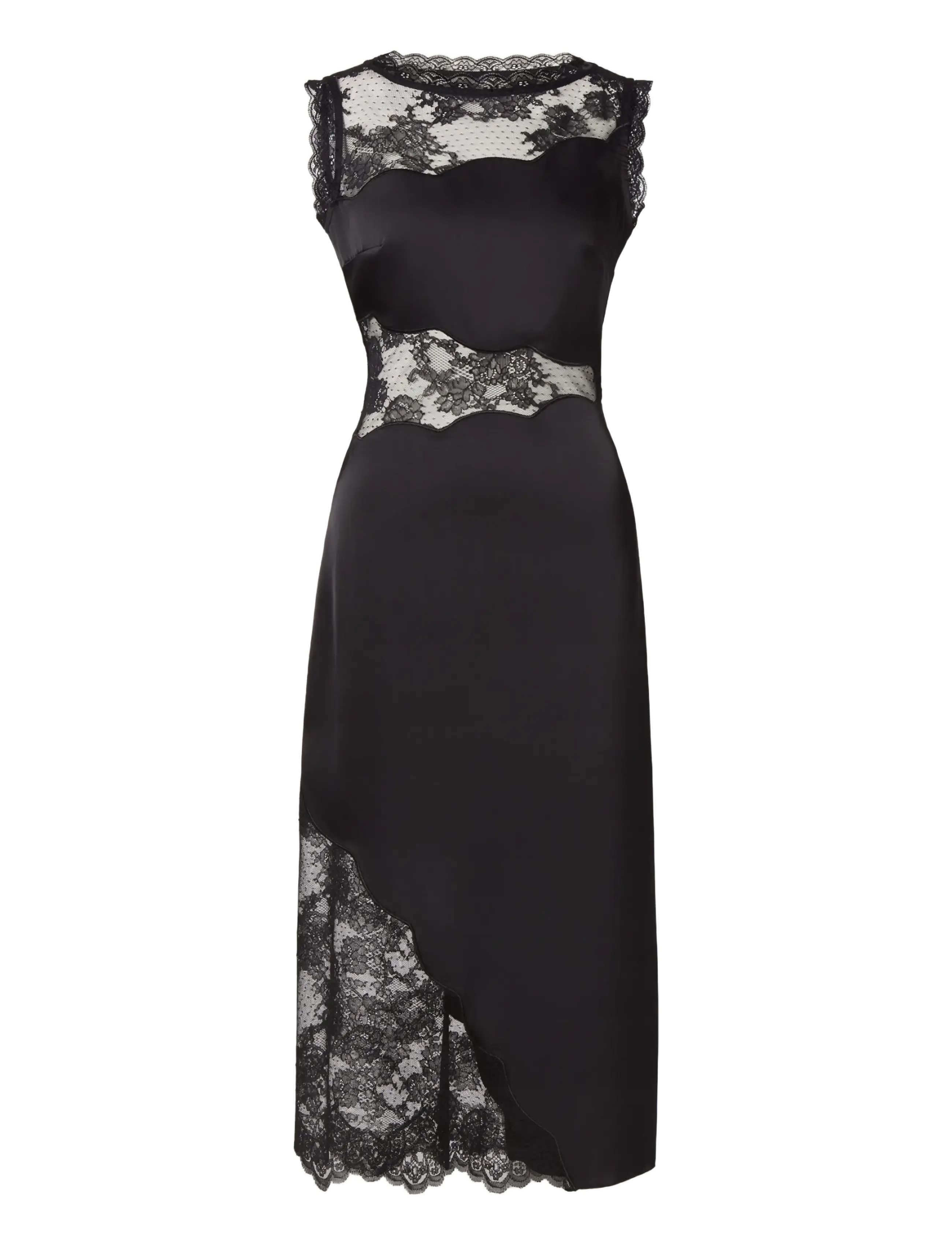 Malina - Desire Lace Trimmed Cut Out Midi Dress - cocktailklänningar - black - 1