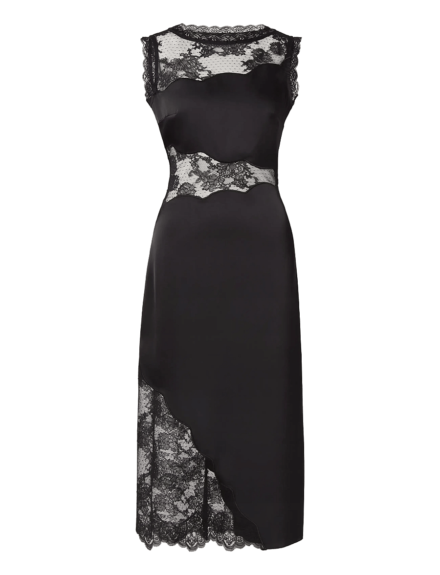 Malina - Desire Lace Trimmed Cut Out Midi Dress - cocktailklänningar - black - 1