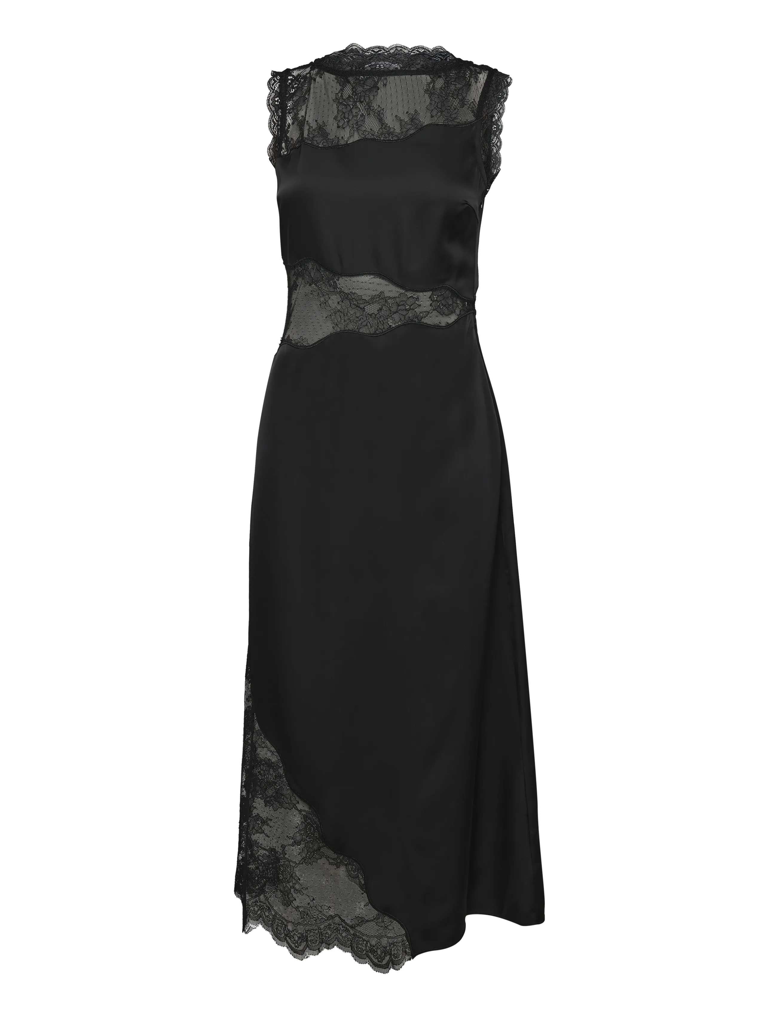 Malina - Desire Lace Trimmed Cut Out Midi Dress - cocktailklänningar - black - 1