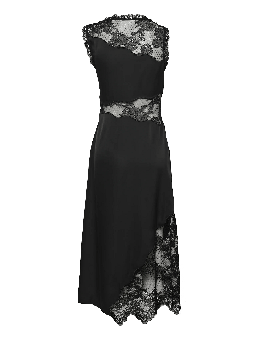 Malina - Desire Lace Trimmed Cut Out Midi Dress - cocktailklänningar - black - 2