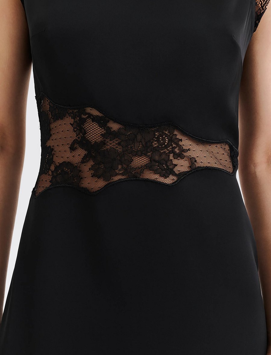 Malina - Desire Lace Trimmed Cut Out Midi Dress - cocktailklänningar - black - 3