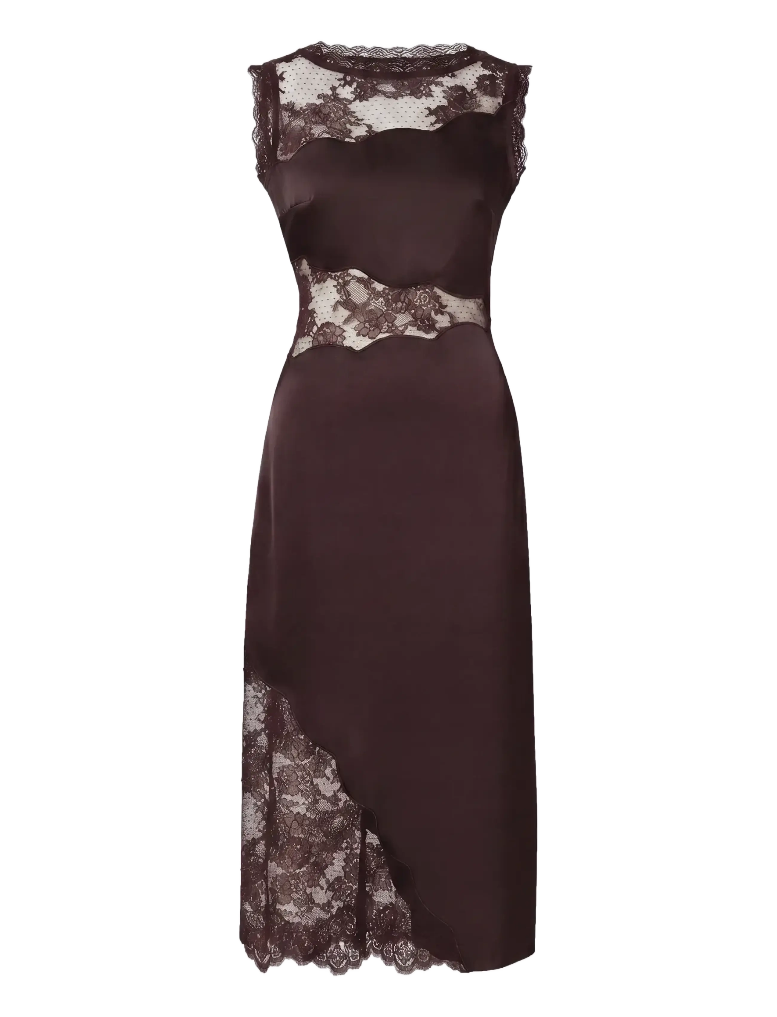 Malina - Desire Lace Trimmed Cut Out Midi Dress - cocktailkjoler - espresso - 1