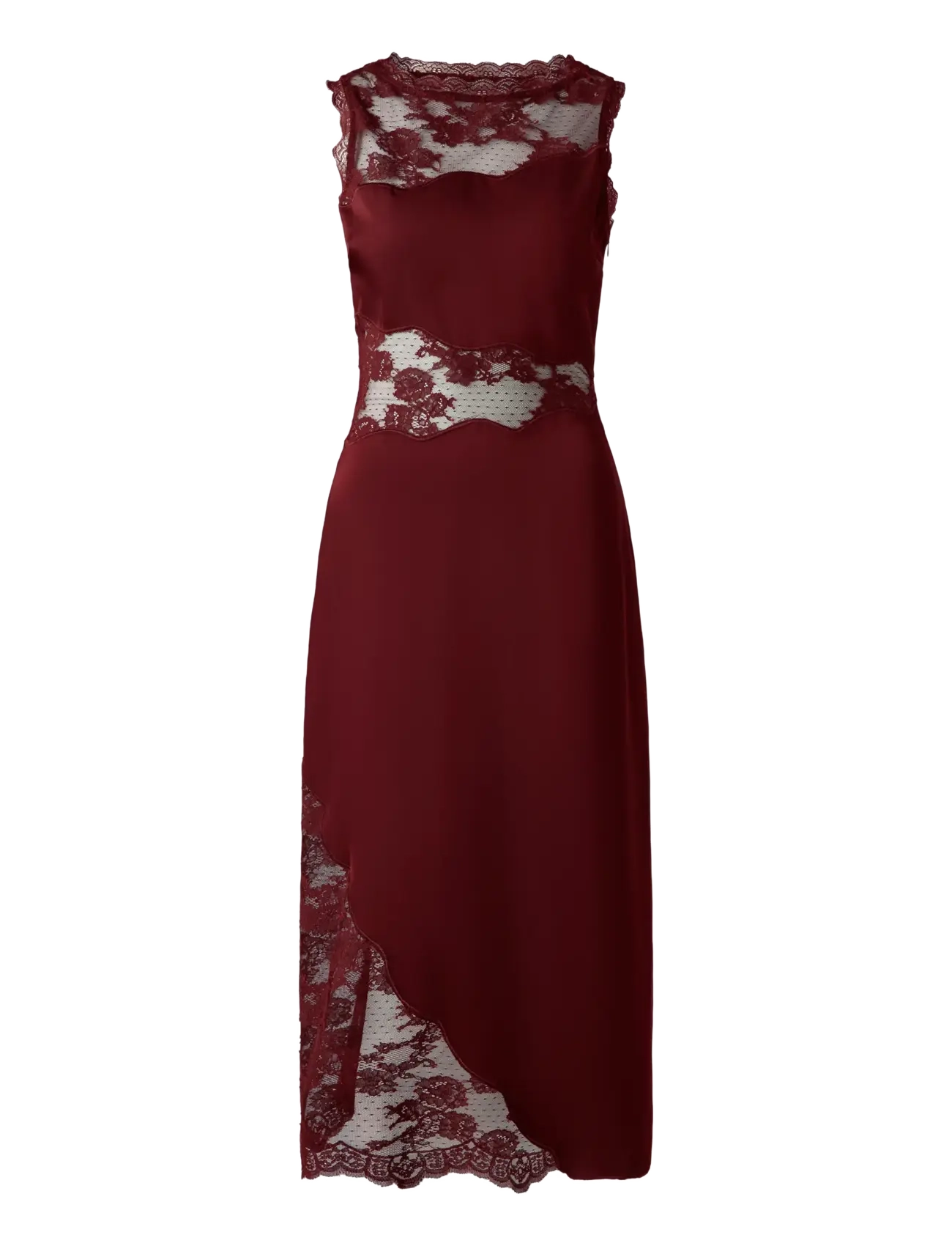 Malina - Desire Lace Trimmed Cut Out Midi Dress - cocktailkjoler - ruby - 1