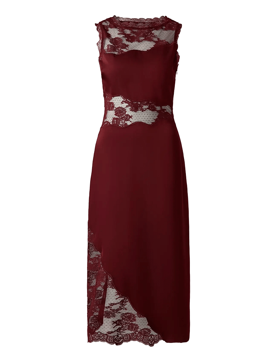 Malina - Desire Lace Trimmed Cut Out Midi Dress - cocktailkjoler - ruby - 1