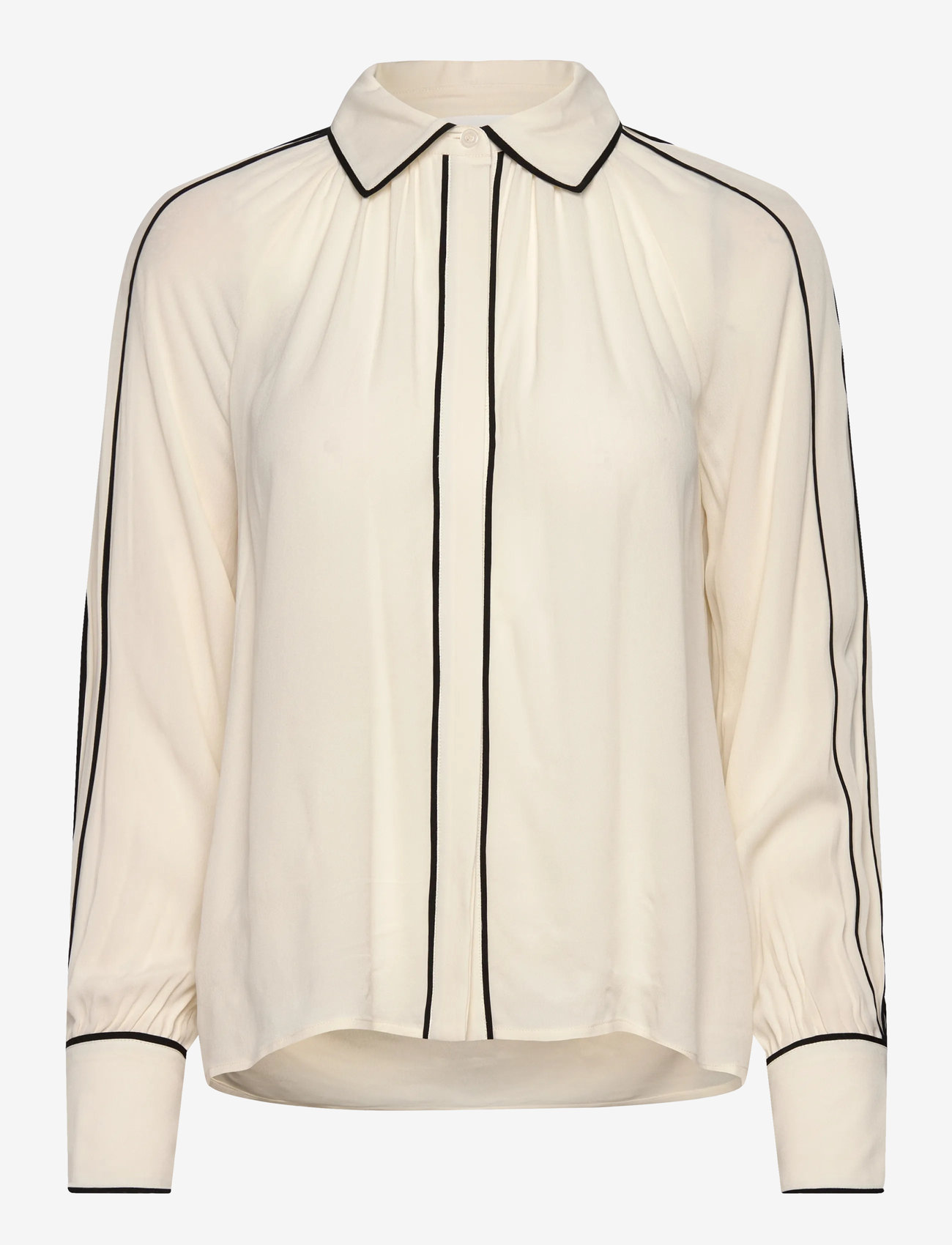 Malina - Bea Contrast Edge Chiffon Blouse - vanilla - 1