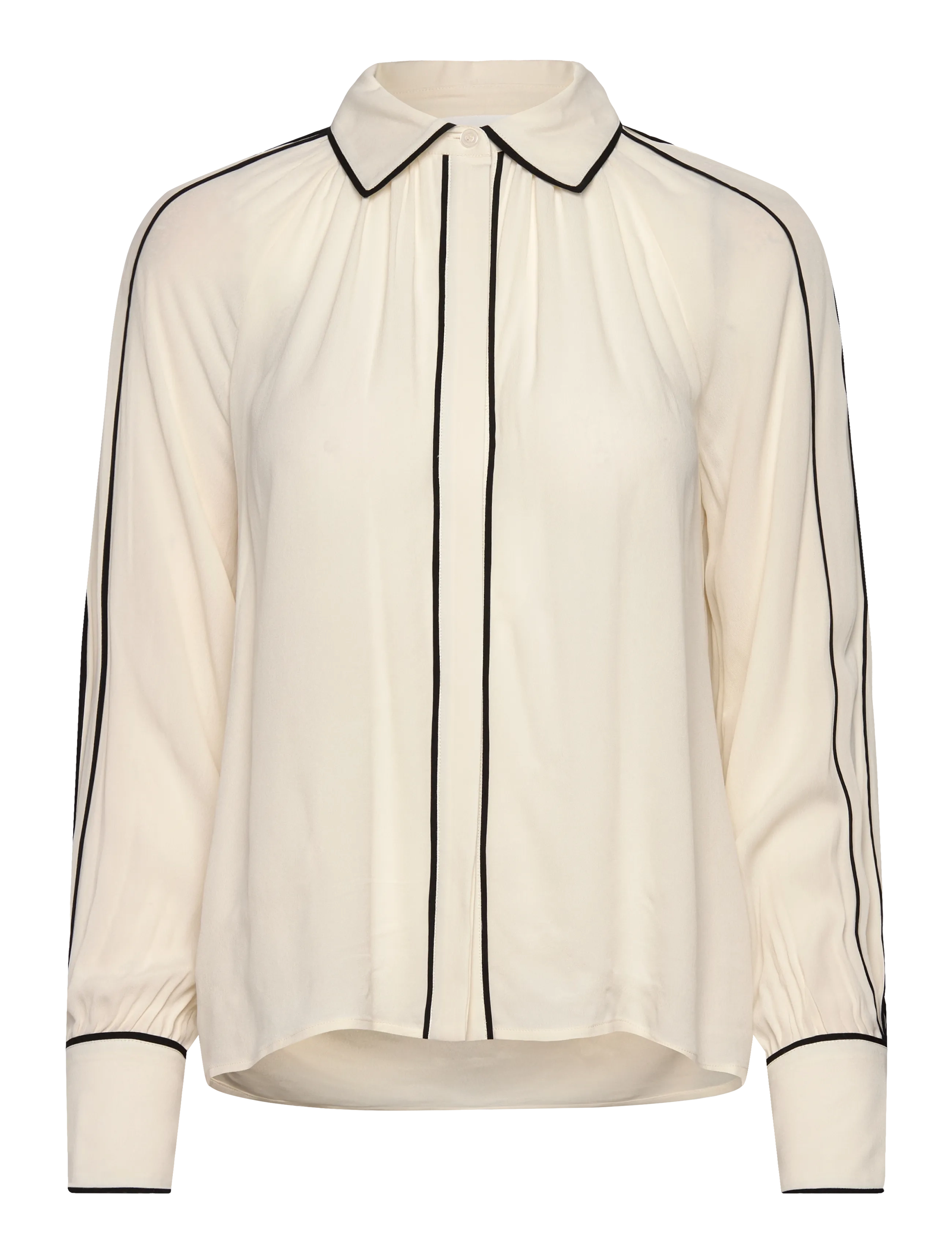 Malina Bea Contrast Edge Chiffon Blouse - Rõivad - VANILLA / cream