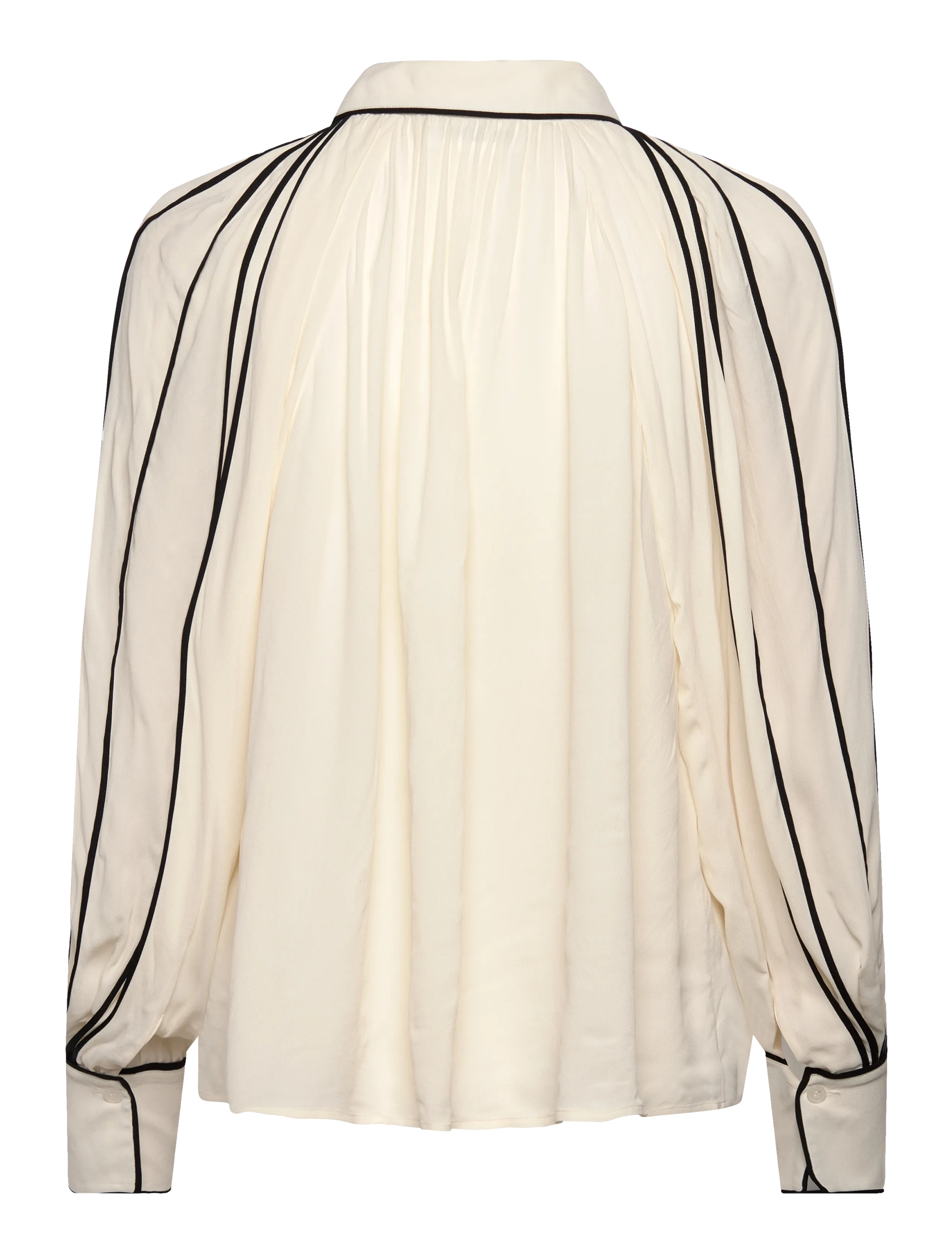 Malina - Bea Contrast Edge Chiffon Blouse - vanilla - 2