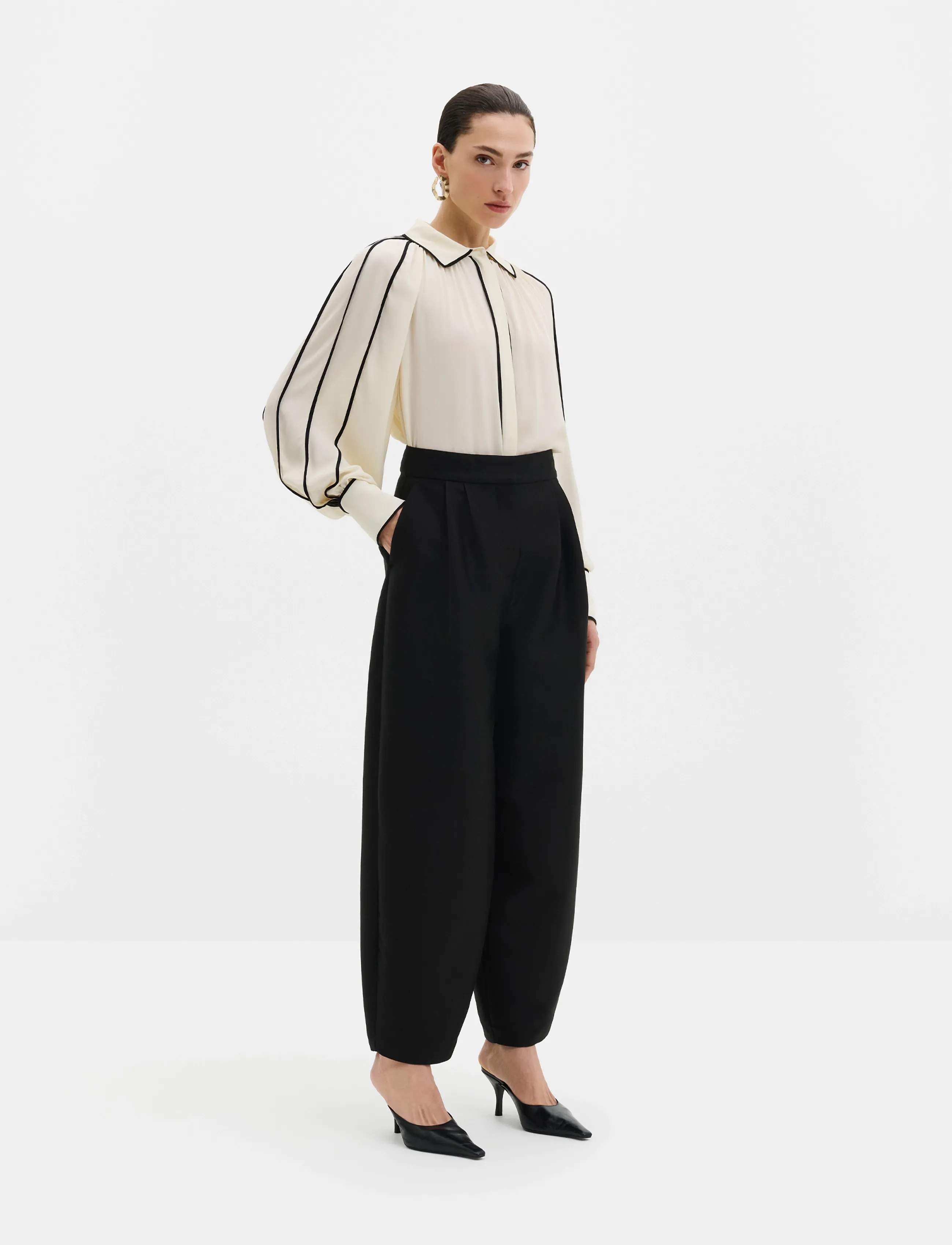 Malina Bea Contrast Edge Chiffon Blouse - Pluusid ja särgid - VANILLA / cream