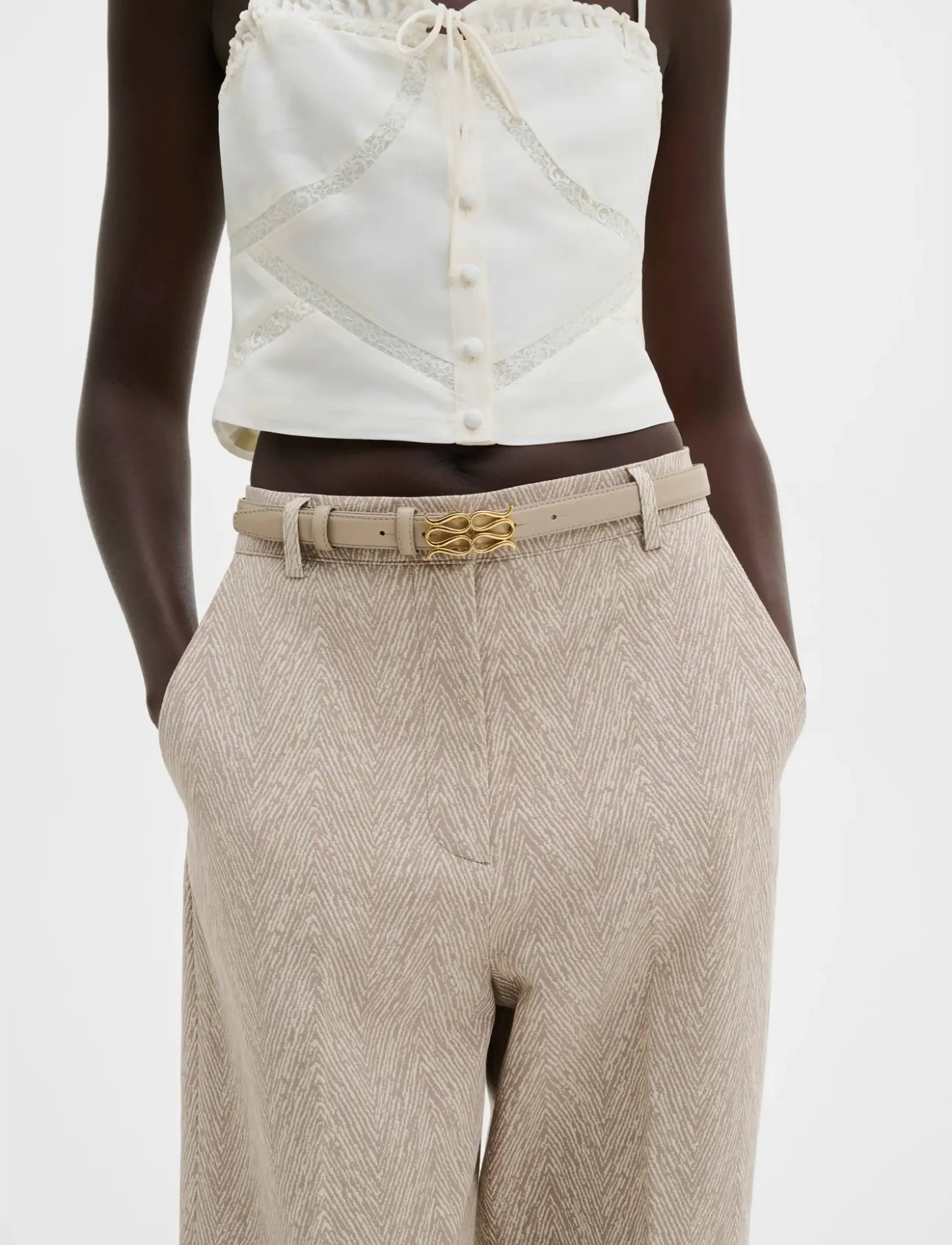 Malina Monogram Leather belt - Malina - LIGHT TAUPE / brown