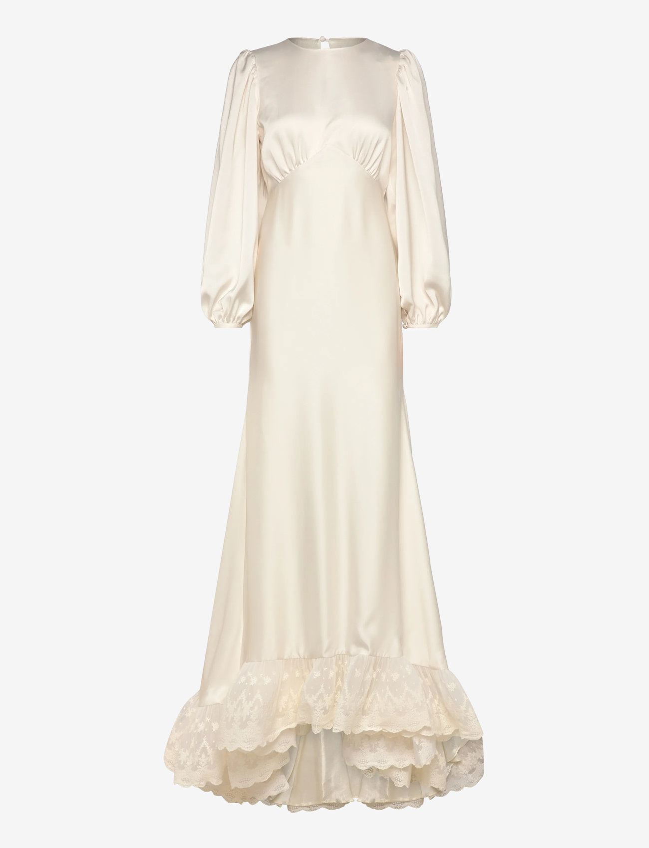 Malina - Emily Long Sleeve Lace Ruffled Bridal Gown - bröllopsklänningar - cream - 1