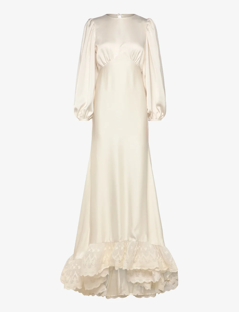 Malina - Emily Long Sleeve Lace Ruffled Bridal Gown - hääpuvut - cream - 1