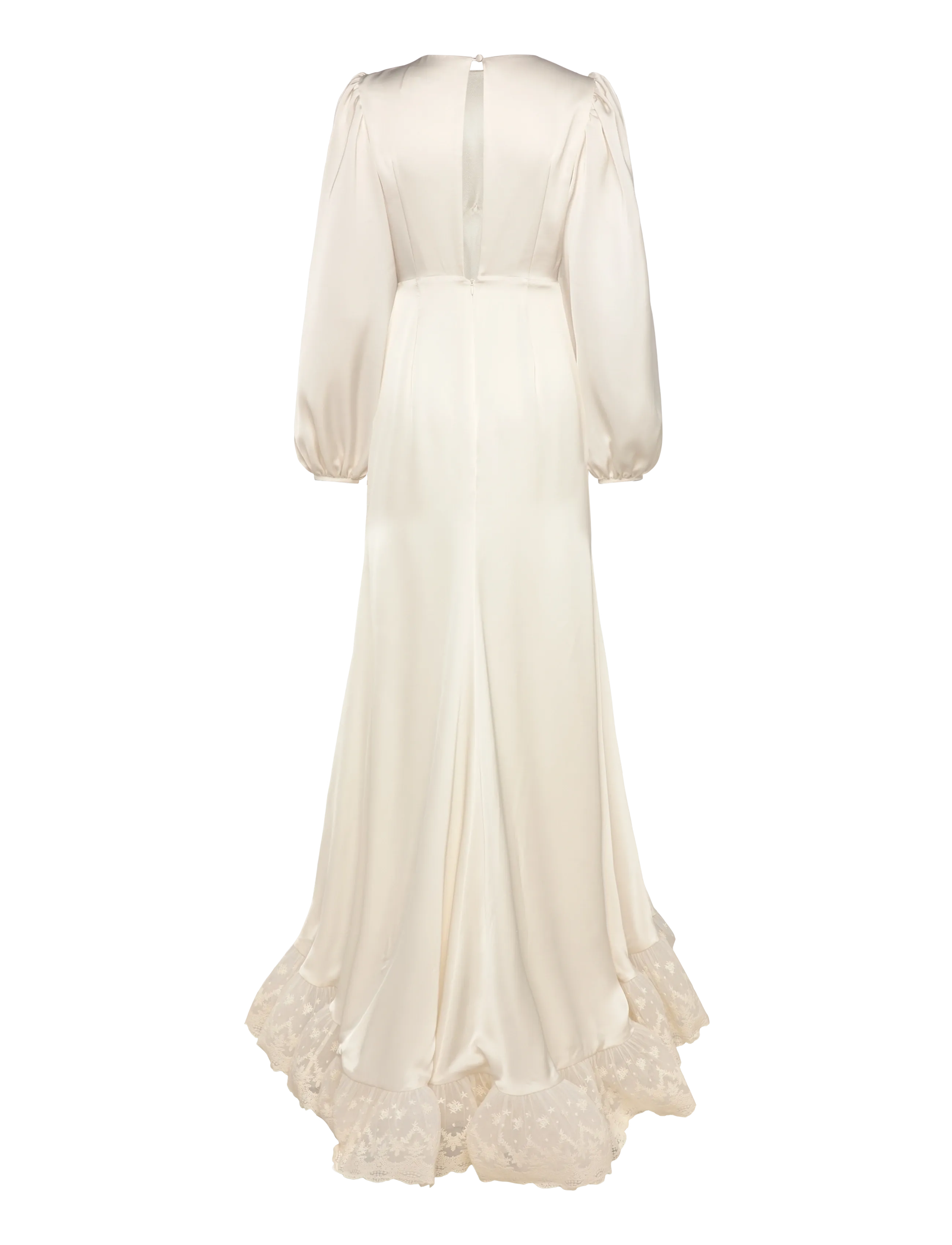 Malina - Emily Long Sleeve Lace Ruffled Bridal Gown - brautkleider - cream - 2