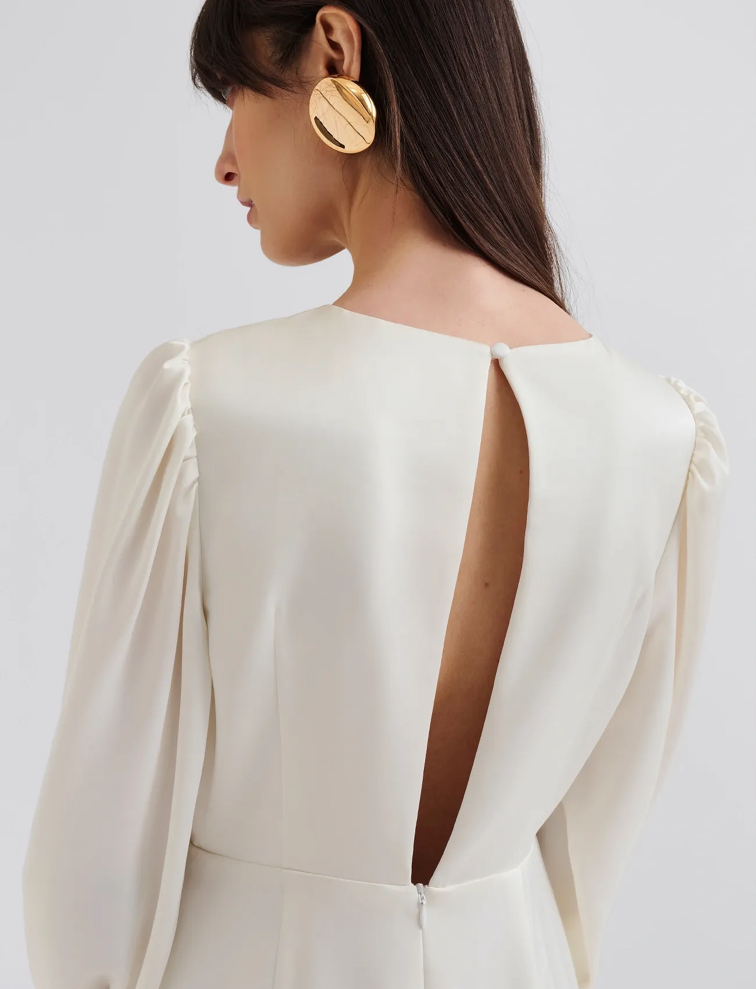 Malina - Emily Long Sleeve Lace Ruffled Bridal Gown - brautkleider - cream - 4