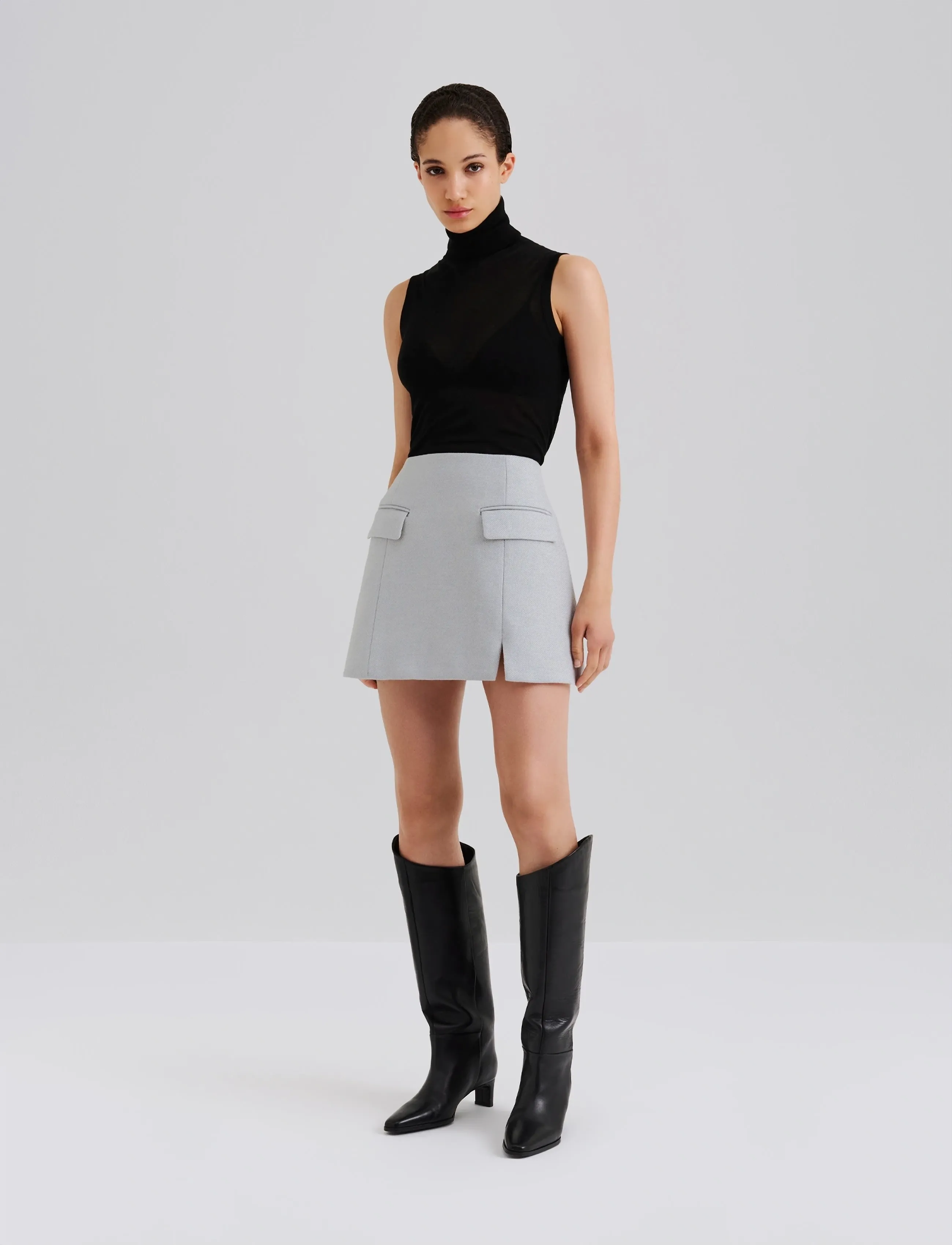Malina - Sandra Tailored Mini Skirt - spódnice mini - blue fishbone - 5