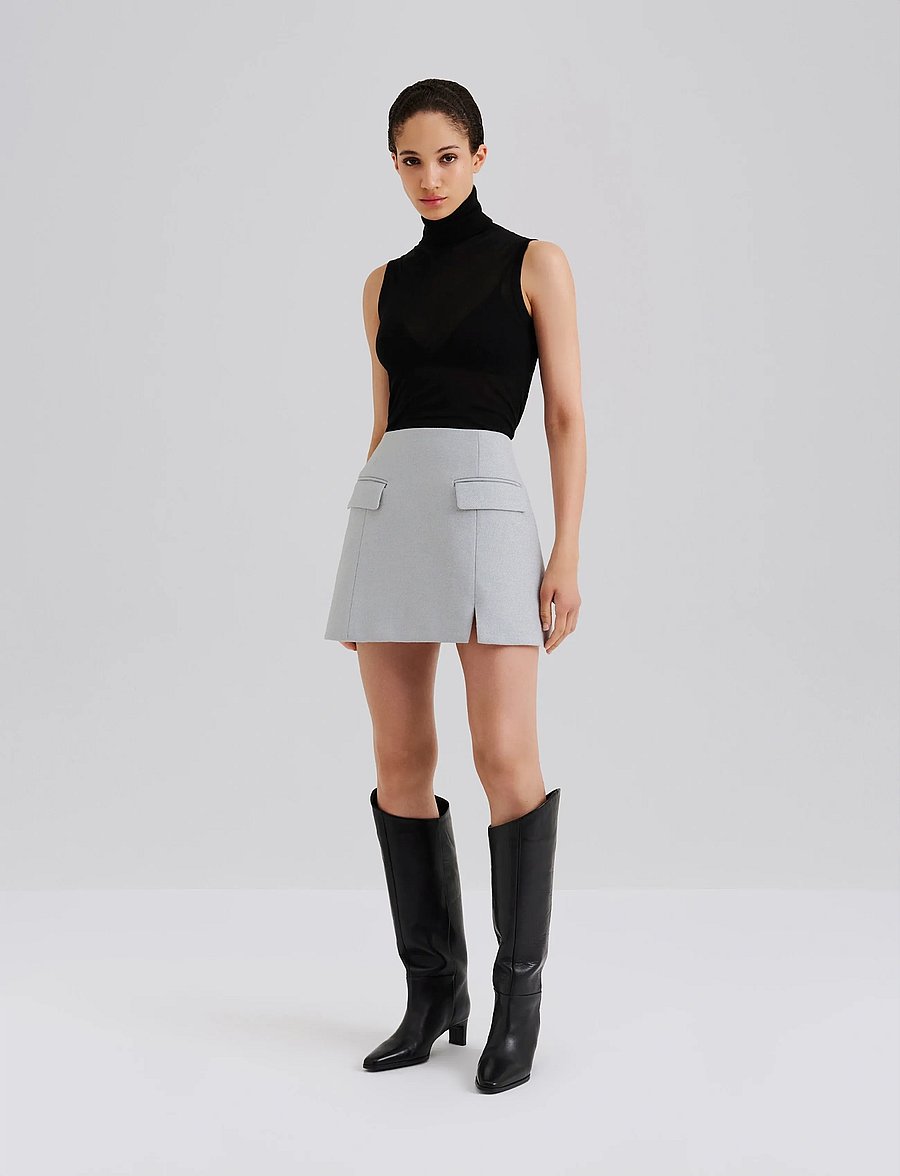 Malina - Sandra Tailored Mini Skirt - spódnice mini - blue fishbone - 5