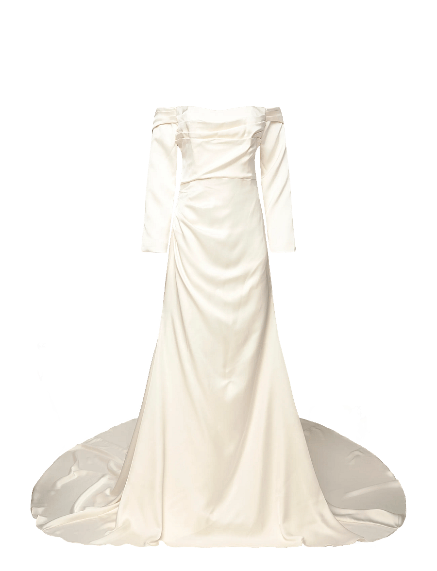 Malina - Josephine Corset Detachable Sleeves Bridal Gown - cream - 0