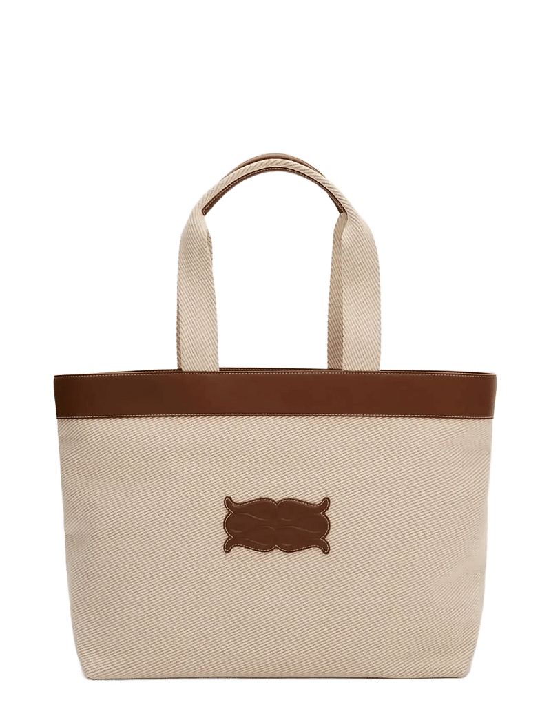 Malina - Monogram Grand Canvas Tote - tote bags - light taupe - 1