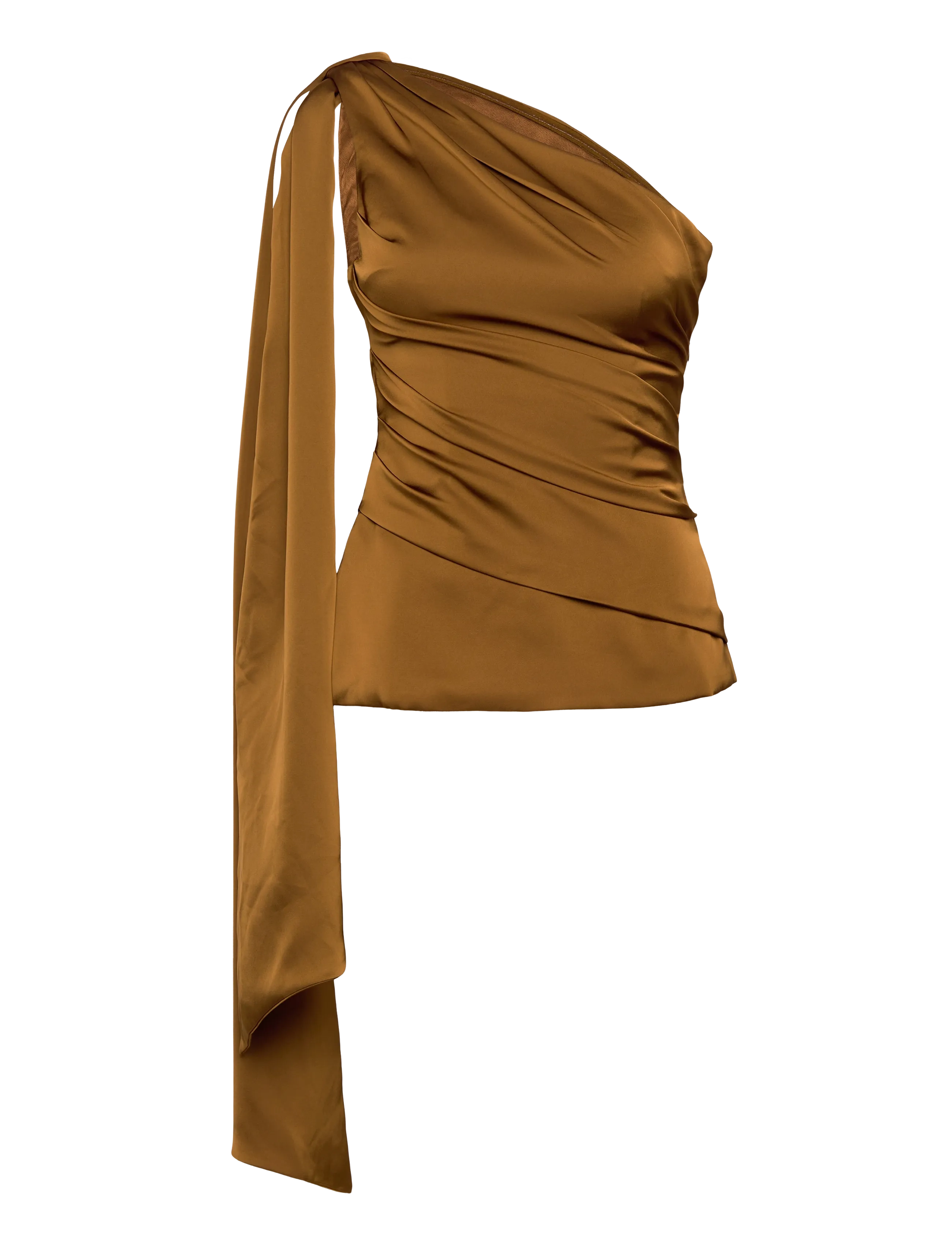 MALINA Nelly Draped One Schulter Oberteil Braun - 40 - Damen