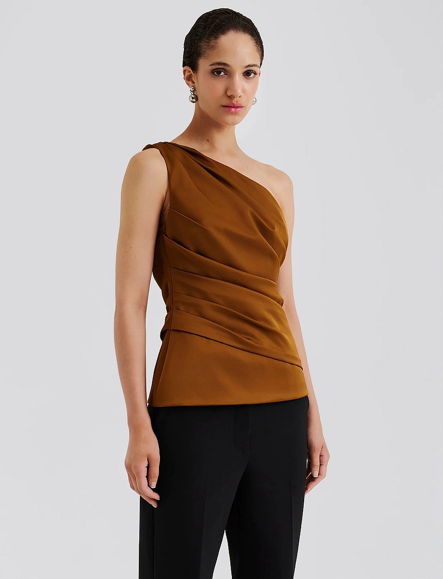 Malina - Nelly Draped One Shoulder Top - Ärmellose blusen - amber - 4