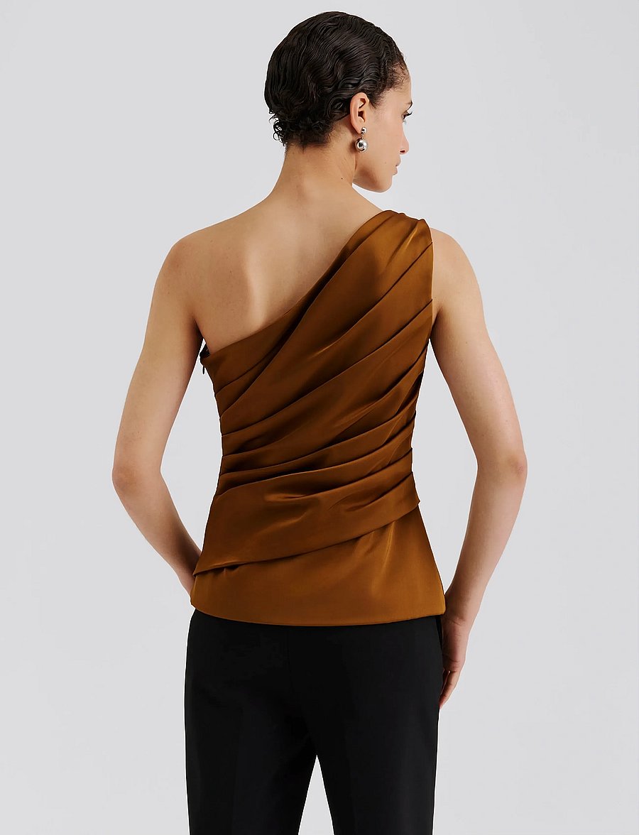 Malina - Nelly Draped One Shoulder Top - Ärmellose blusen - amber - 5