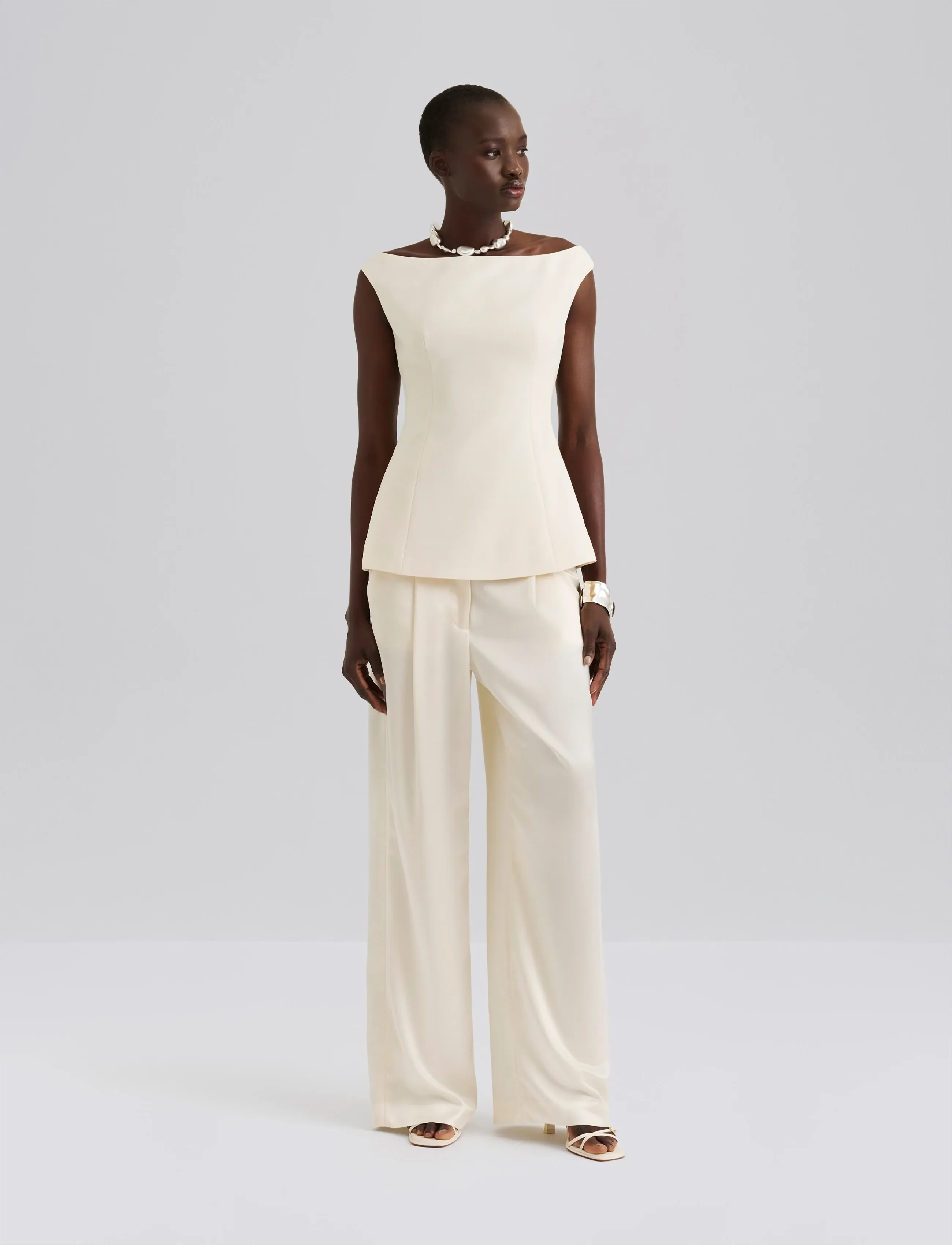 Malina Diora Half Off Shoulder Top, 40, T-shirts & Oberteile, Creme - Sleeveless, Frauen