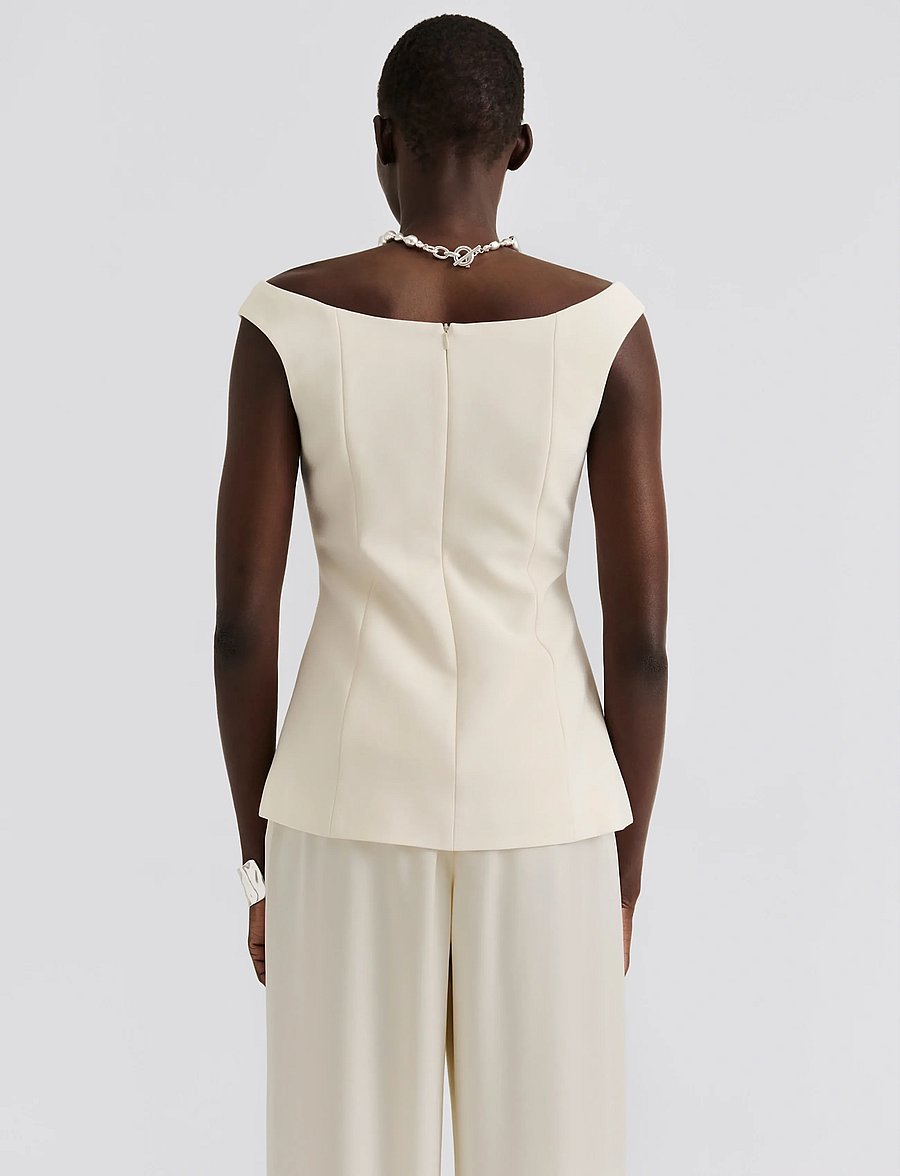 Malina - Diora Half Off Shoulder Top - vanilla - 4
