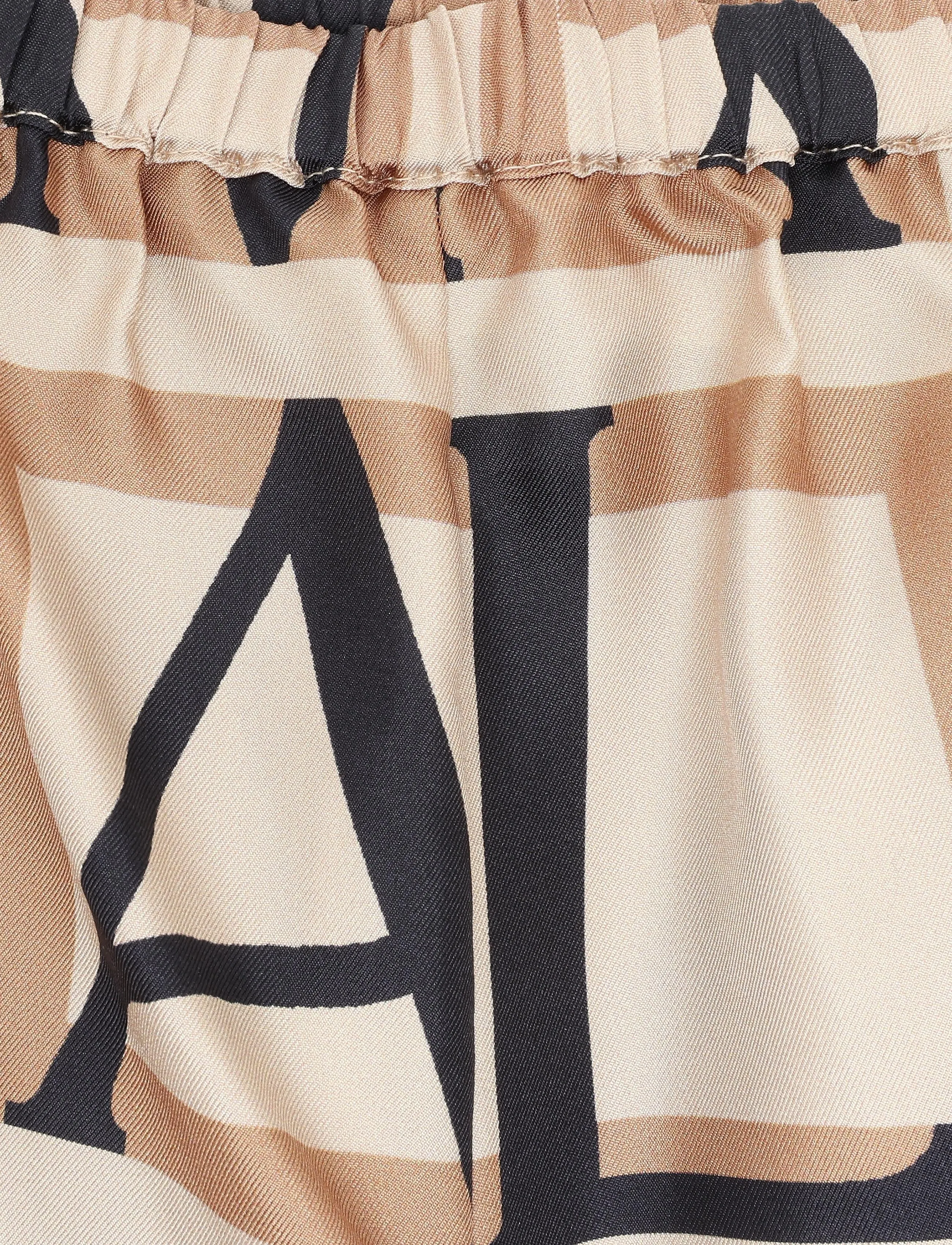 Malina - Olga Drawstring Silk Pants - sirged püksid - monogram camel - 5
