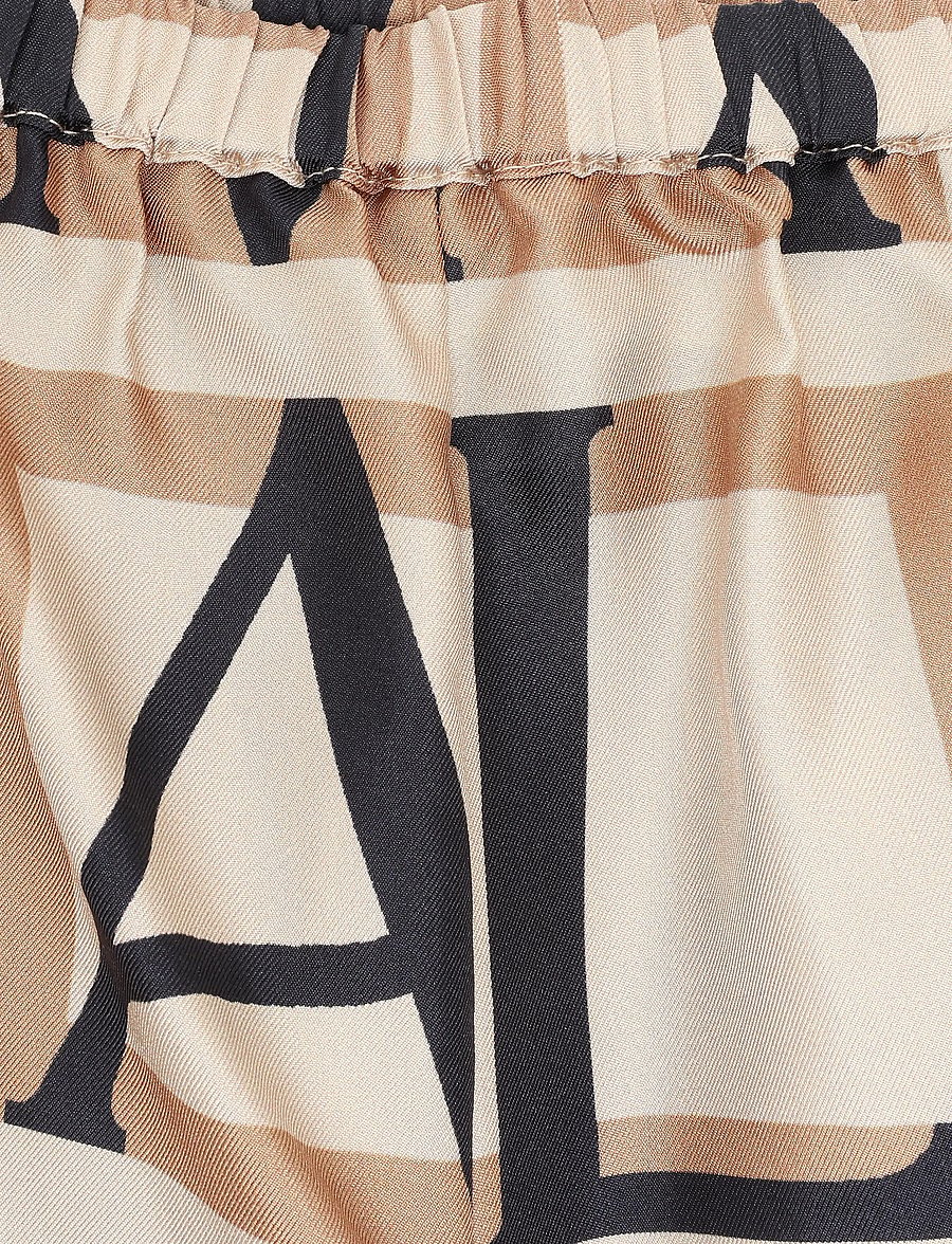 Malina - Olga Drawstring Silk Pants - sirged püksid - monogram camel - 5