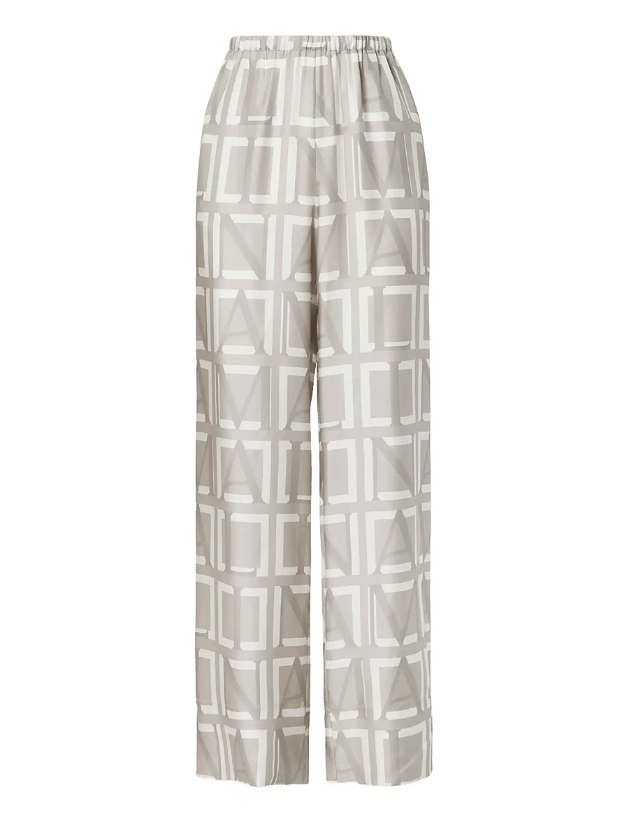 Malina - Olga Drawstring Silk Pants - hose mit geradem bein - monogram taupe - 1