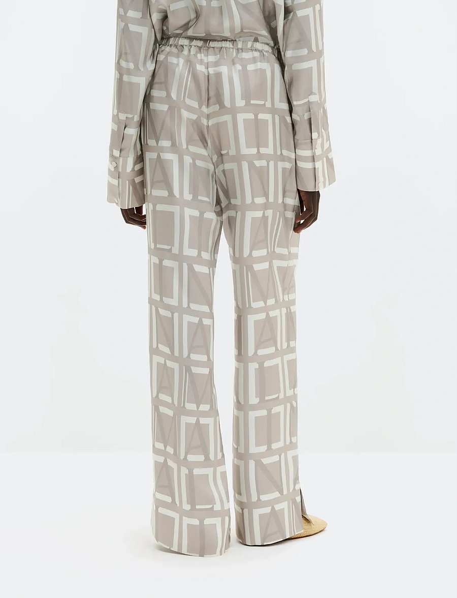 Malina - Olga Drawstring Silk Pants - hose mit geradem bein - monogram taupe - 2
