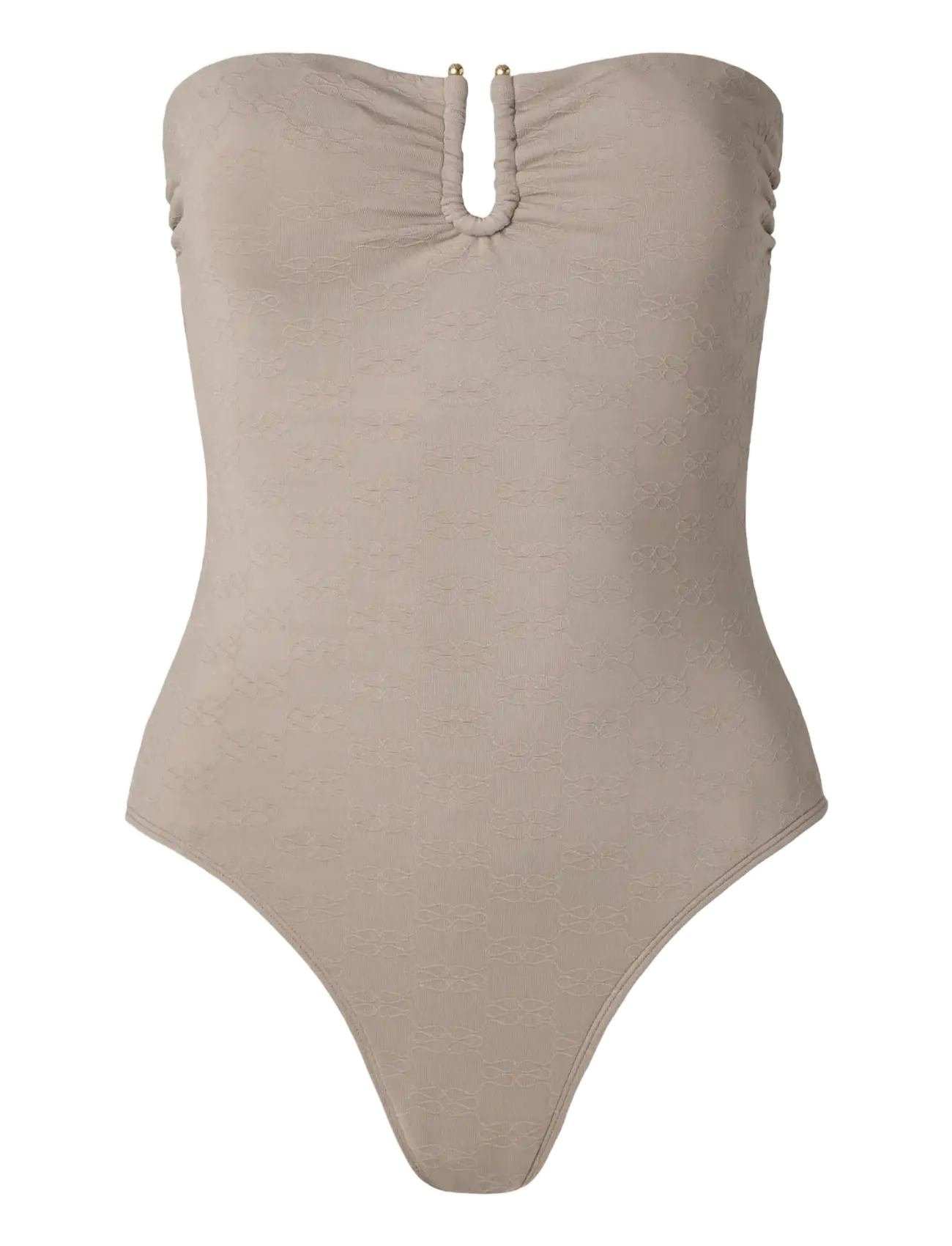 MALINA Signature Gold Embellished Bandeau Badeanzug Braun - XL - Damen