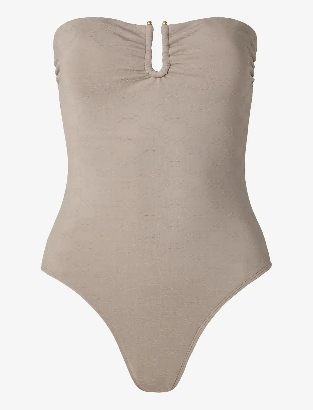 Malina - Signature Gold Embellished Bandeau Swimsuit - badeanzüge - graphite - 1