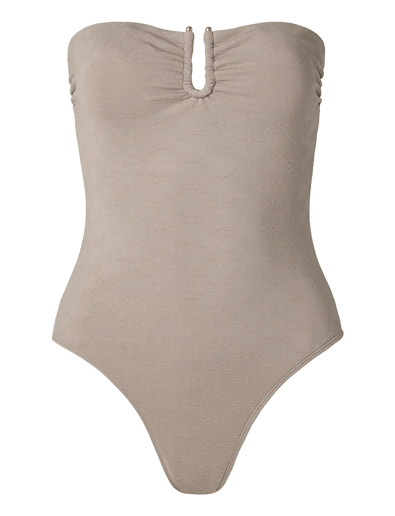 Malina - Signature Gold Embellished Bandeau Swimsuit - badeanzüge - graphite - 1