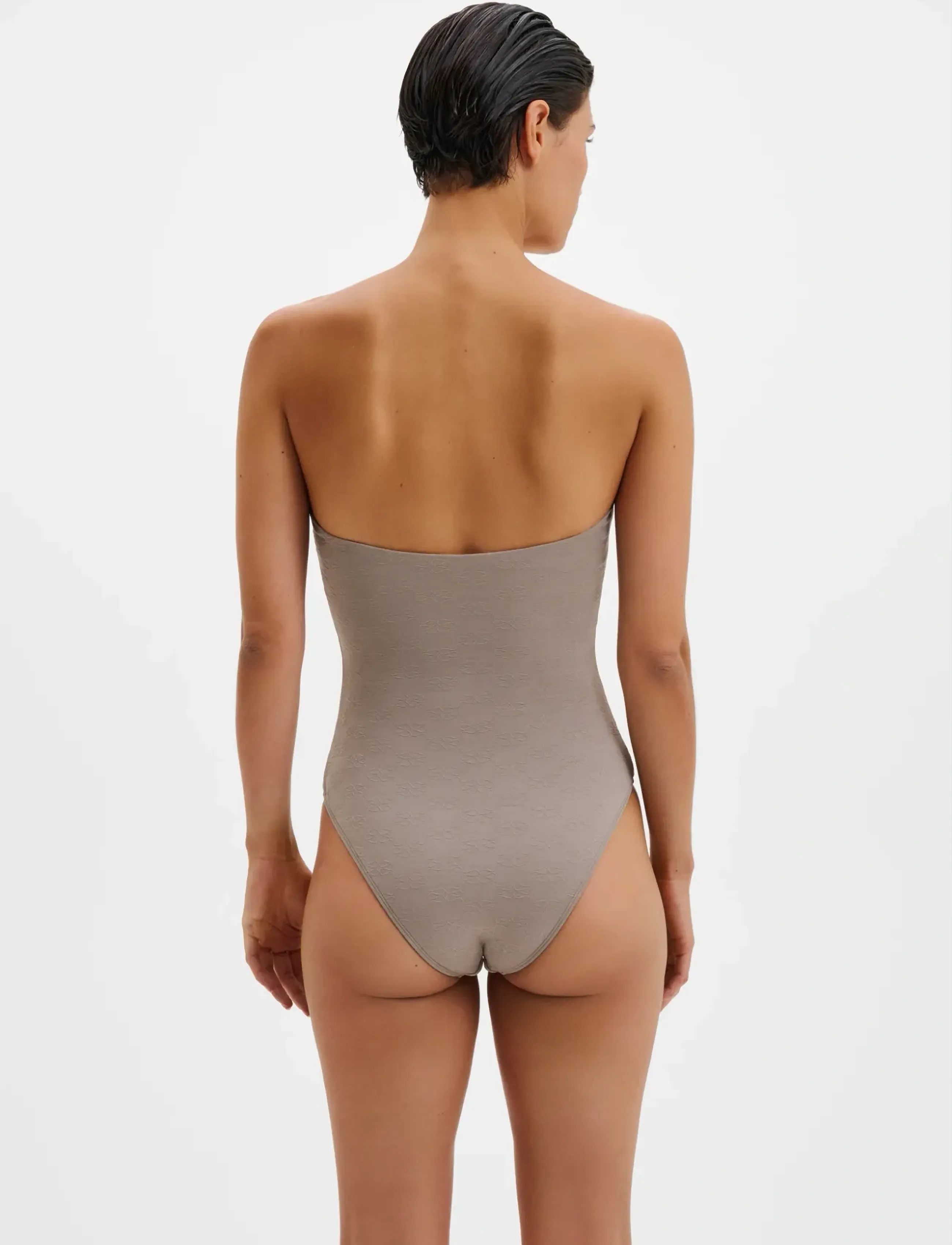 Malina - Signature Gold Embellished Bandeau Swimsuit - badedragter - graphite - 2
